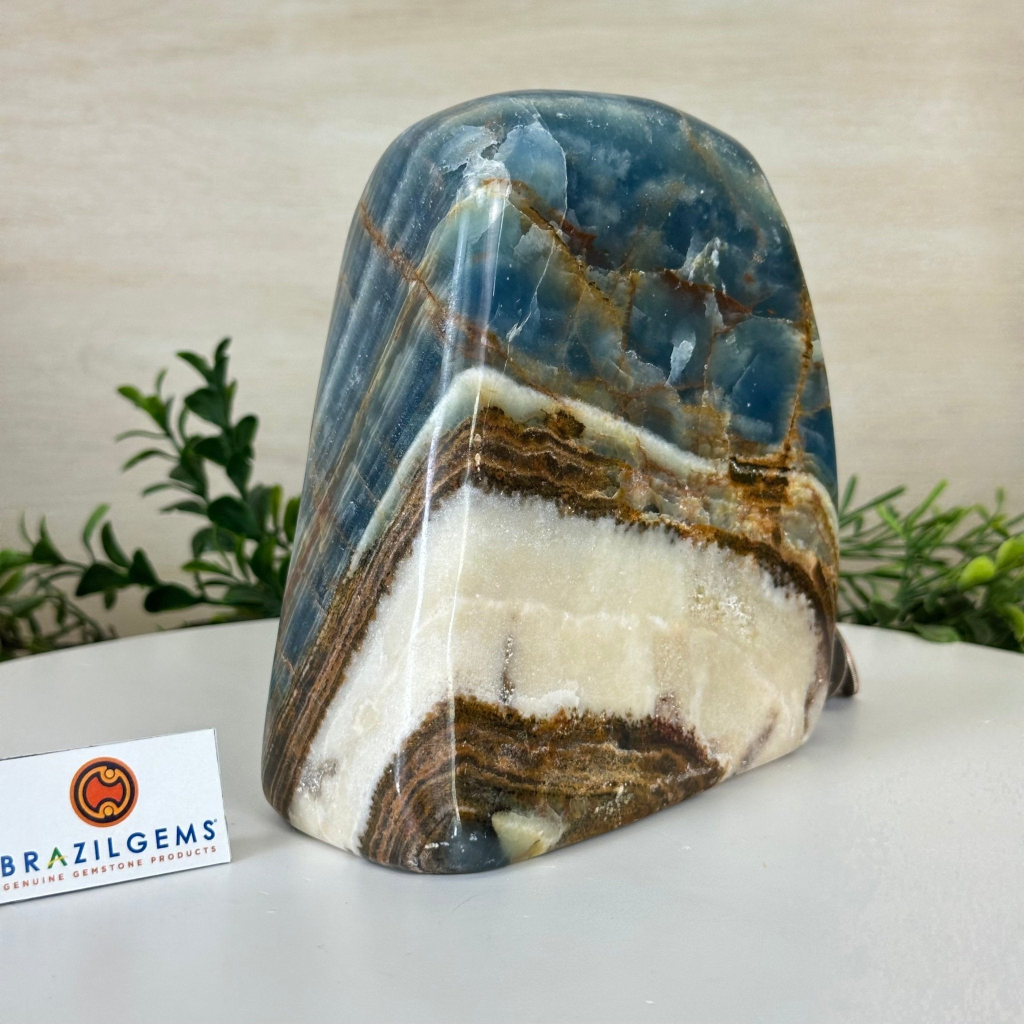 Polished Freeform Blue Onyx Gemstone, 5.5 lbs & 6.3” Tall #3301BX - 009 - Brazil GemsBrazil GemsPolished Freeform Blue Onyx Gemstone, 5.5 lbs & 6.3” Tall #3301BX - 009Freeform & Unique Shapes3301BX - 009