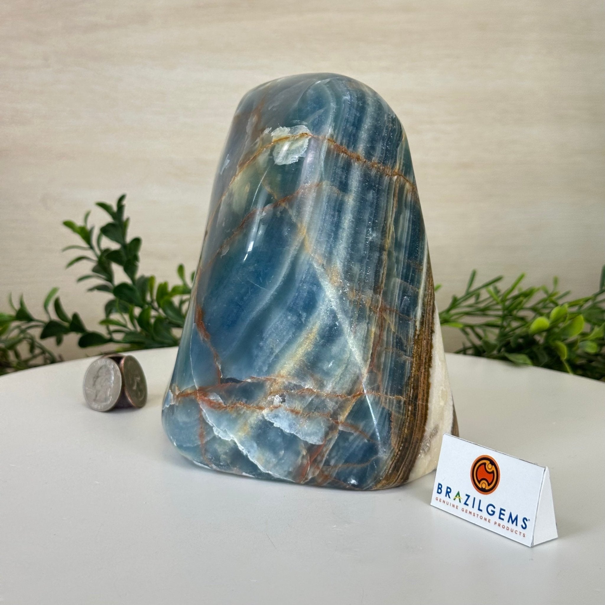 Polished Freeform Blue Onyx Gemstone, 5.5 lbs & 6.3” Tall #3301BX - 009 - Brazil GemsBrazil GemsPolished Freeform Blue Onyx Gemstone, 5.5 lbs & 6.3” Tall #3301BX - 009Freeform & Unique Shapes3301BX - 009