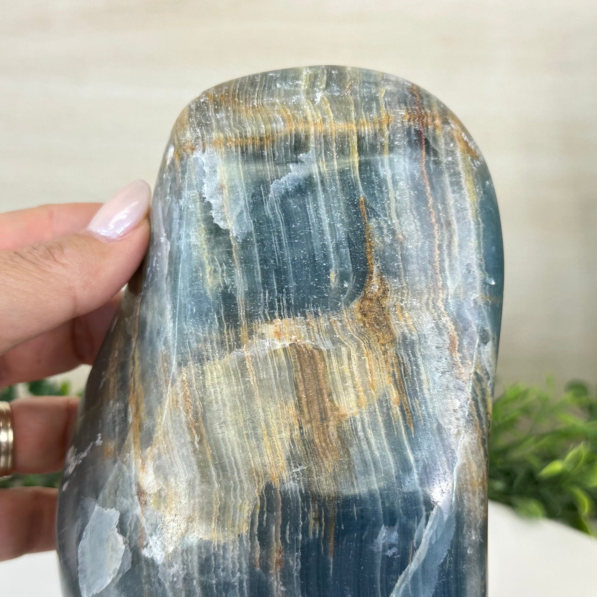 Polished Freeform Blue Onyx Gemstone, 7.1 lbs & 8.2” Tall #3301BX - 010 - Brazil GemsBrazil GemsPolished Freeform Blue Onyx Gemstone, 7.1 lbs & 8.2” Tall #3301BX - 010Freeform & Unique Shapes3301BX - 010