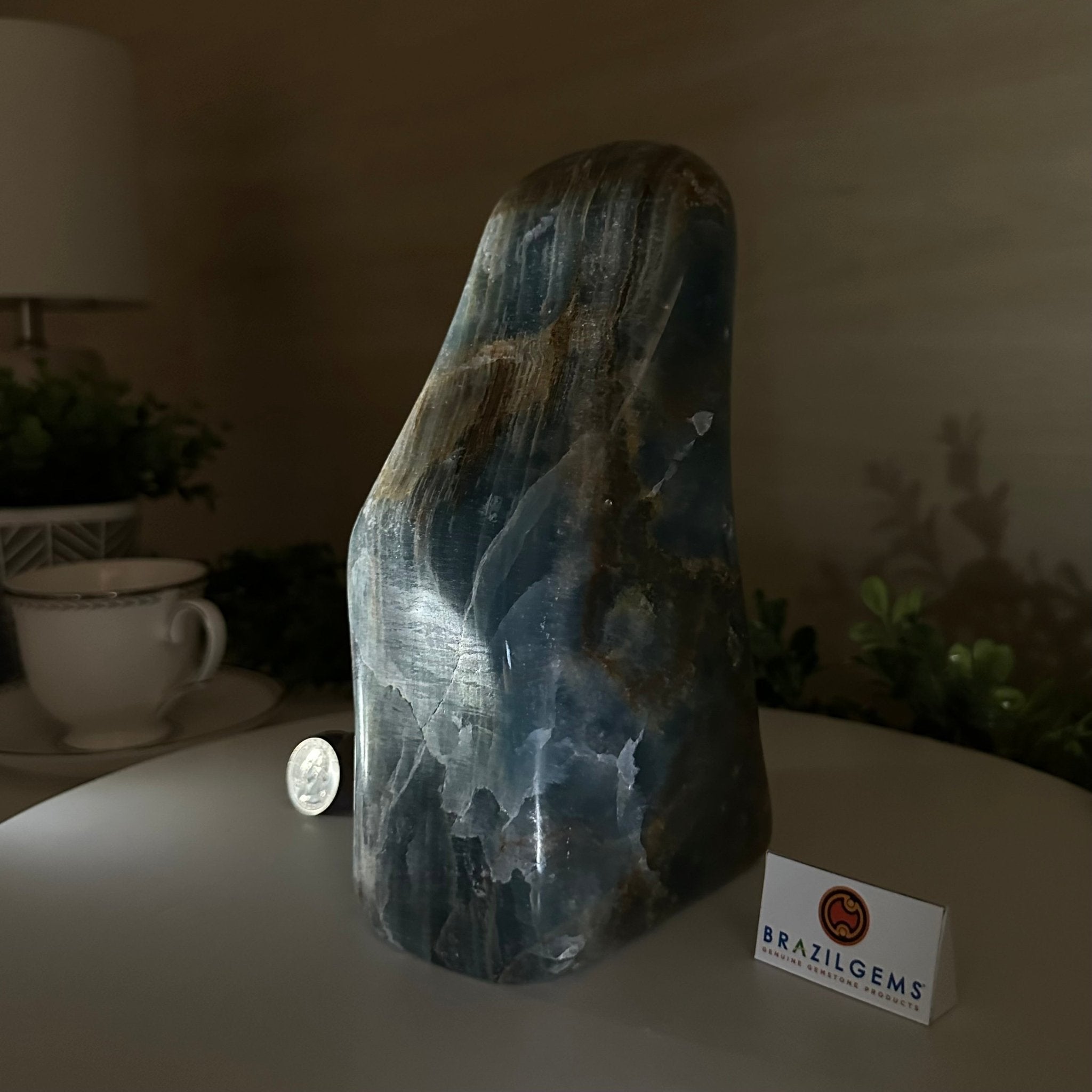 Polished Freeform Blue Onyx Gemstone, 7.1 lbs & 8.2” Tall #3301BX - 010 - Brazil GemsBrazil GemsPolished Freeform Blue Onyx Gemstone, 7.1 lbs & 8.2” Tall #3301BX - 010Freeform & Unique Shapes3301BX - 010