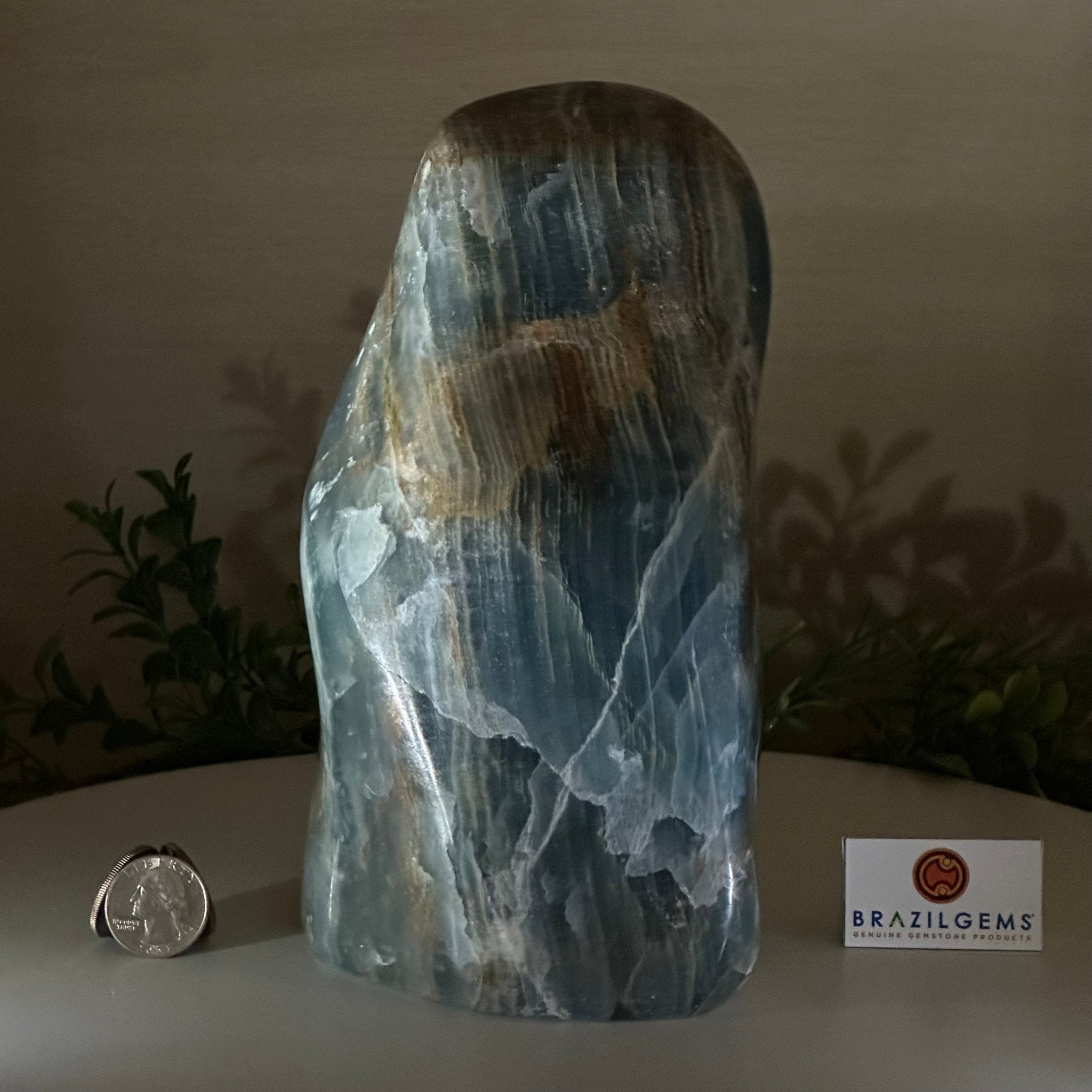 Polished Freeform Blue Onyx Gemstone, 7.1 lbs & 8.2” Tall #3301BX - 010 - Brazil GemsBrazil GemsPolished Freeform Blue Onyx Gemstone, 7.1 lbs & 8.2” Tall #3301BX - 010Freeform & Unique Shapes3301BX - 010