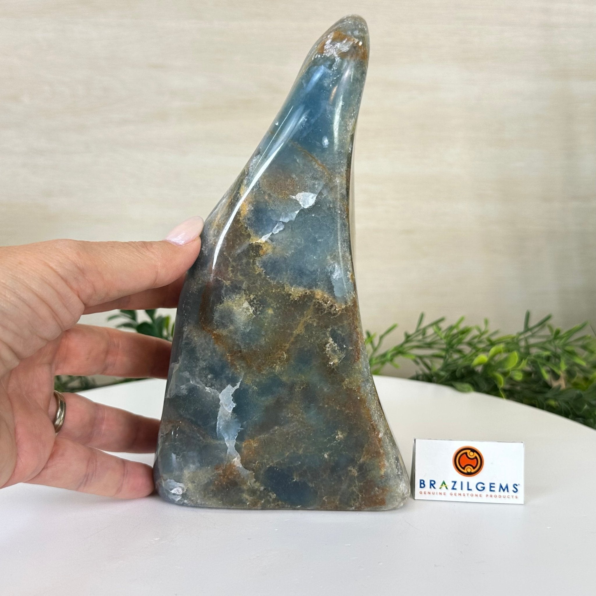 Polished Freeform Blue Onyx Gemstone, 7.1 lbs & 8.2” Tall #3301BX - 010 - Brazil GemsBrazil GemsPolished Freeform Blue Onyx Gemstone, 7.1 lbs & 8.2” Tall #3301BX - 010Freeform & Unique Shapes3301BX - 010