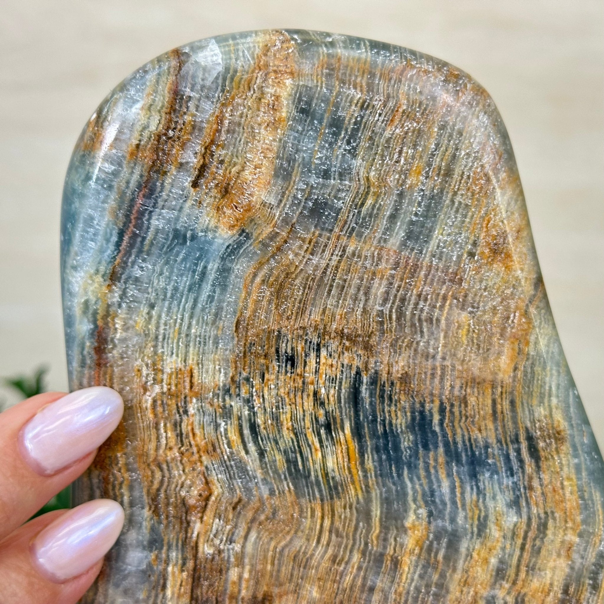 Polished Freeform Blue Onyx Gemstone, 7.1 lbs & 8.2” Tall #3301BX - 010 - Brazil GemsBrazil GemsPolished Freeform Blue Onyx Gemstone, 7.1 lbs & 8.2” Tall #3301BX - 010Freeform & Unique Shapes3301BX - 010