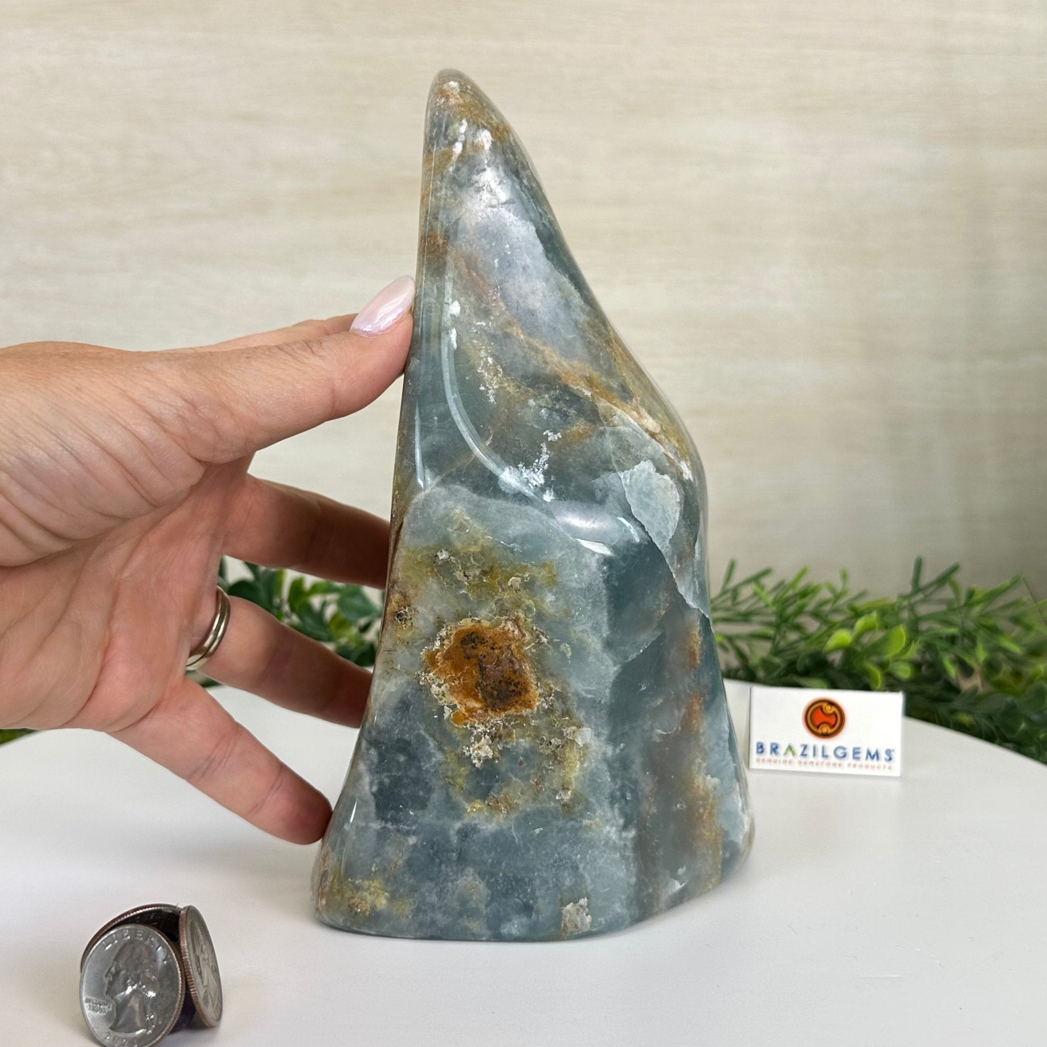 Polished Freeform Blue Onyx Gemstone, 7.1 lbs & 8.2” Tall #3301BX - 010 - Brazil GemsBrazil GemsPolished Freeform Blue Onyx Gemstone, 7.1 lbs & 8.2” Tall #3301BX - 010Freeform & Unique Shapes3301BX - 010
