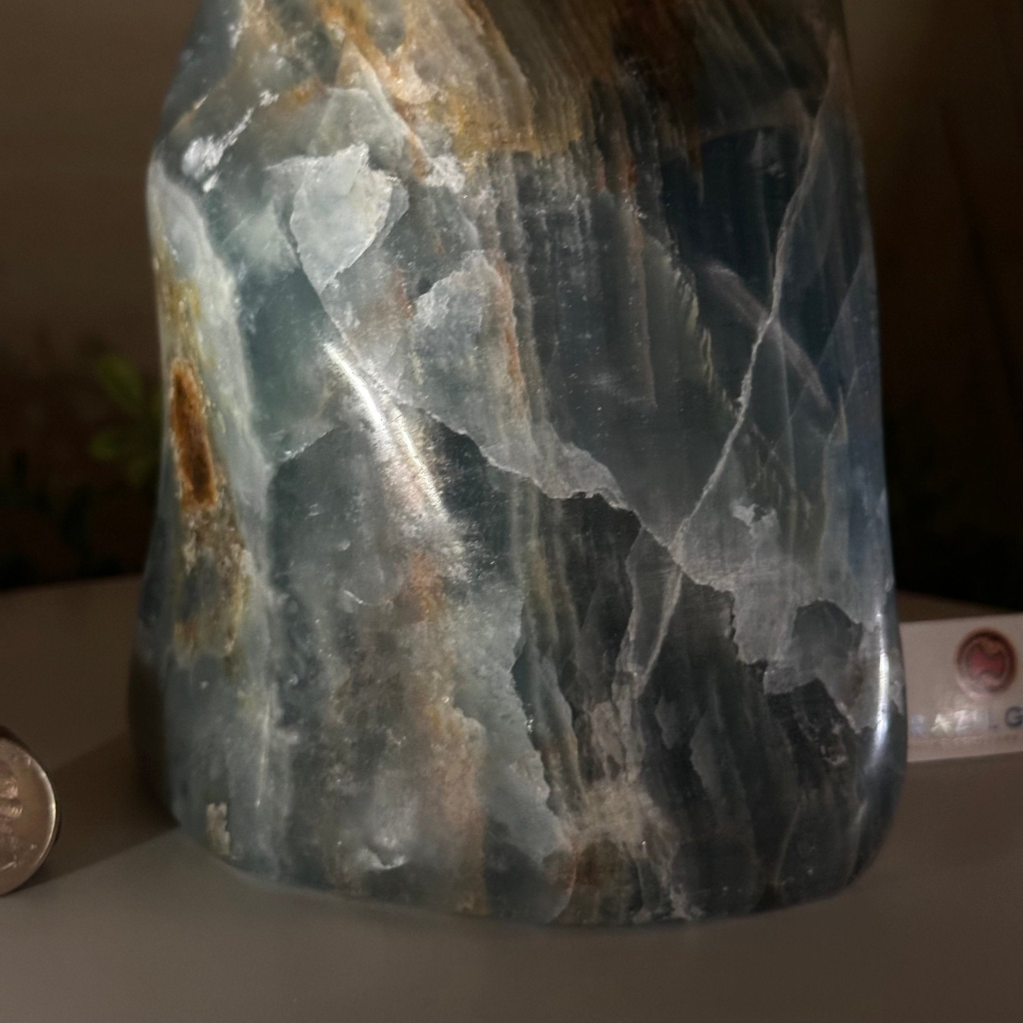 Polished Freeform Blue Onyx Gemstone, 7.1 lbs & 8.2” Tall #3301BX - 010 - Brazil GemsBrazil GemsPolished Freeform Blue Onyx Gemstone, 7.1 lbs & 8.2” Tall #3301BX - 010Freeform & Unique Shapes3301BX - 010