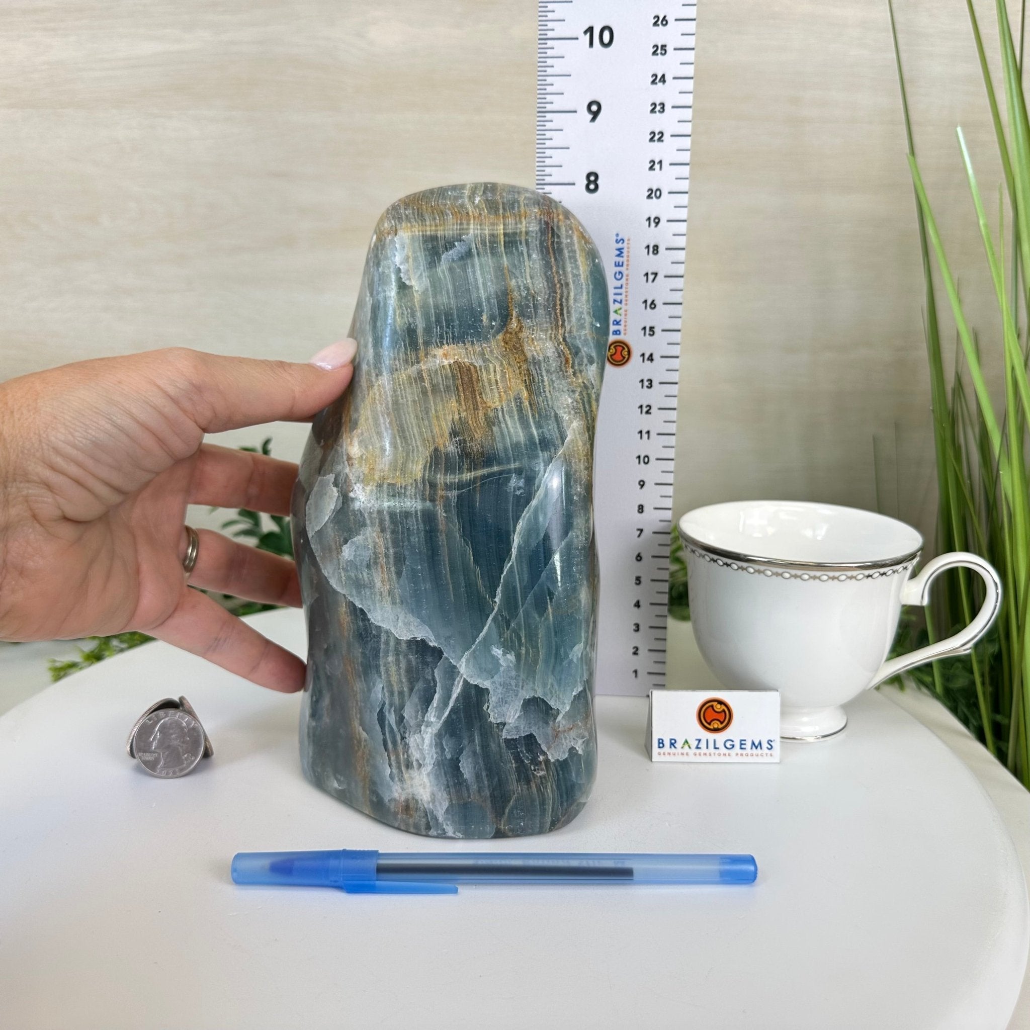 Polished Freeform Blue Onyx Gemstone, 7.1 lbs & 8.2” Tall #3301BX - 010 - Brazil GemsBrazil GemsPolished Freeform Blue Onyx Gemstone, 7.1 lbs & 8.2” Tall #3301BX - 010Freeform & Unique Shapes3301BX - 010