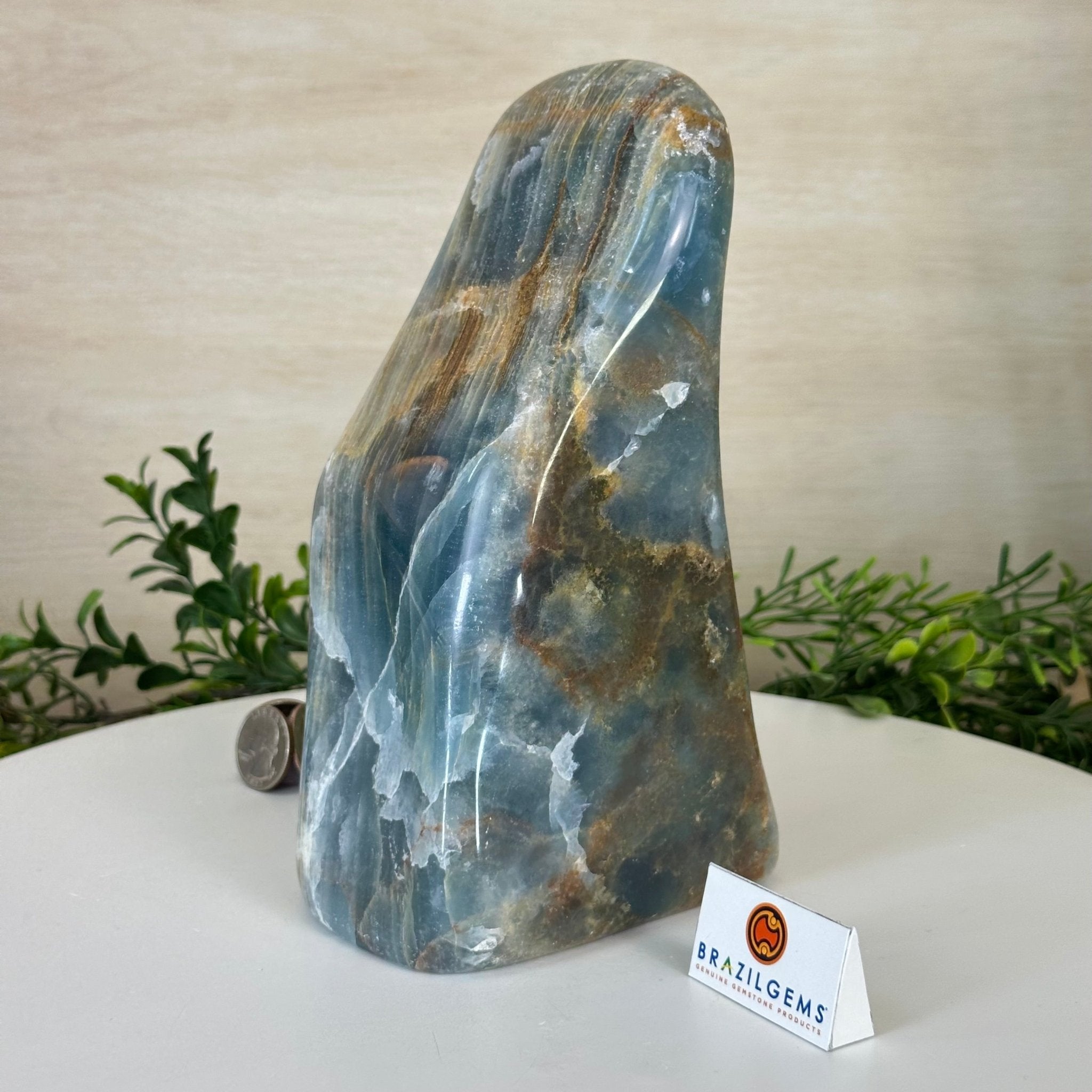Polished Freeform Blue Onyx Gemstone, 7.1 lbs & 8.2” Tall #3301BX - 010 - Brazil GemsBrazil GemsPolished Freeform Blue Onyx Gemstone, 7.1 lbs & 8.2” Tall #3301BX - 010Freeform & Unique Shapes3301BX - 010