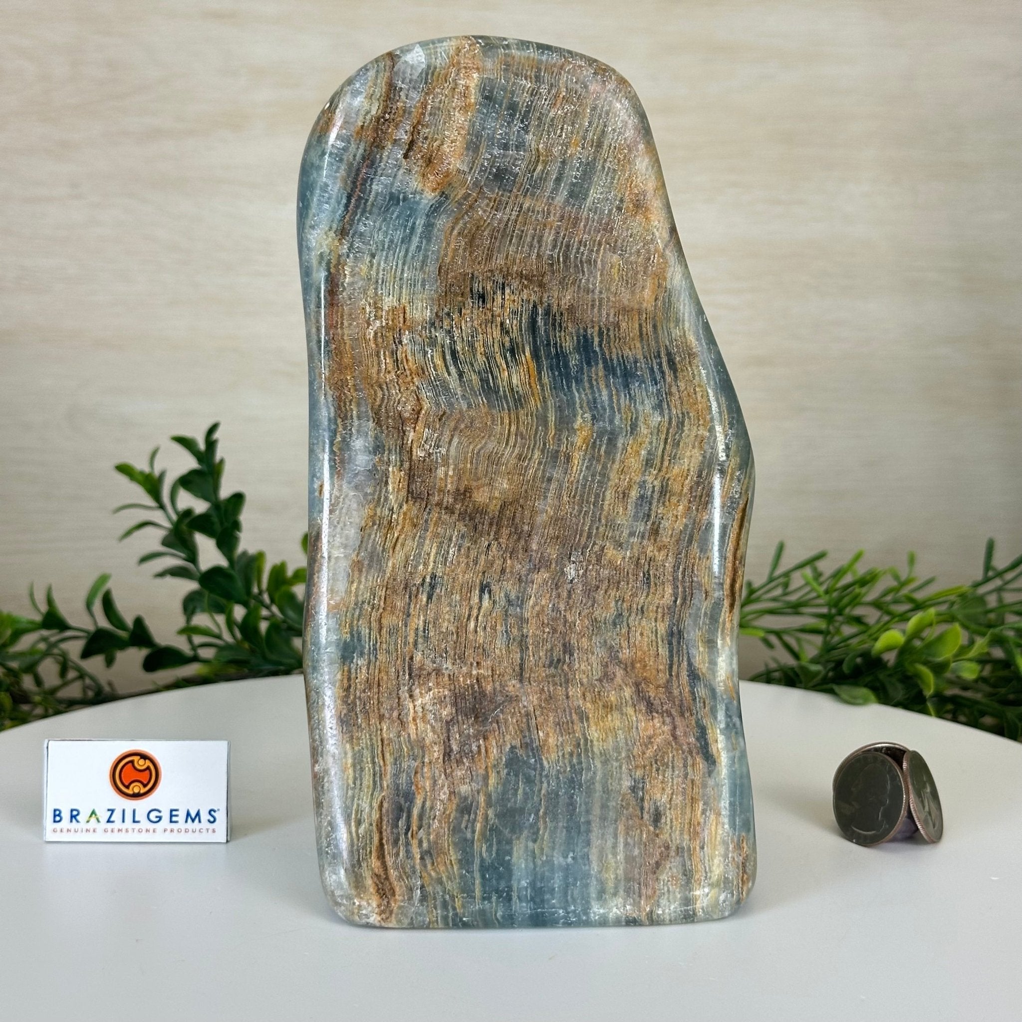 Polished Freeform Blue Onyx Gemstone, 7.1 lbs & 8.2” Tall #3301BX - 010 - Brazil GemsBrazil GemsPolished Freeform Blue Onyx Gemstone, 7.1 lbs & 8.2” Tall #3301BX - 010Freeform & Unique Shapes3301BX - 010