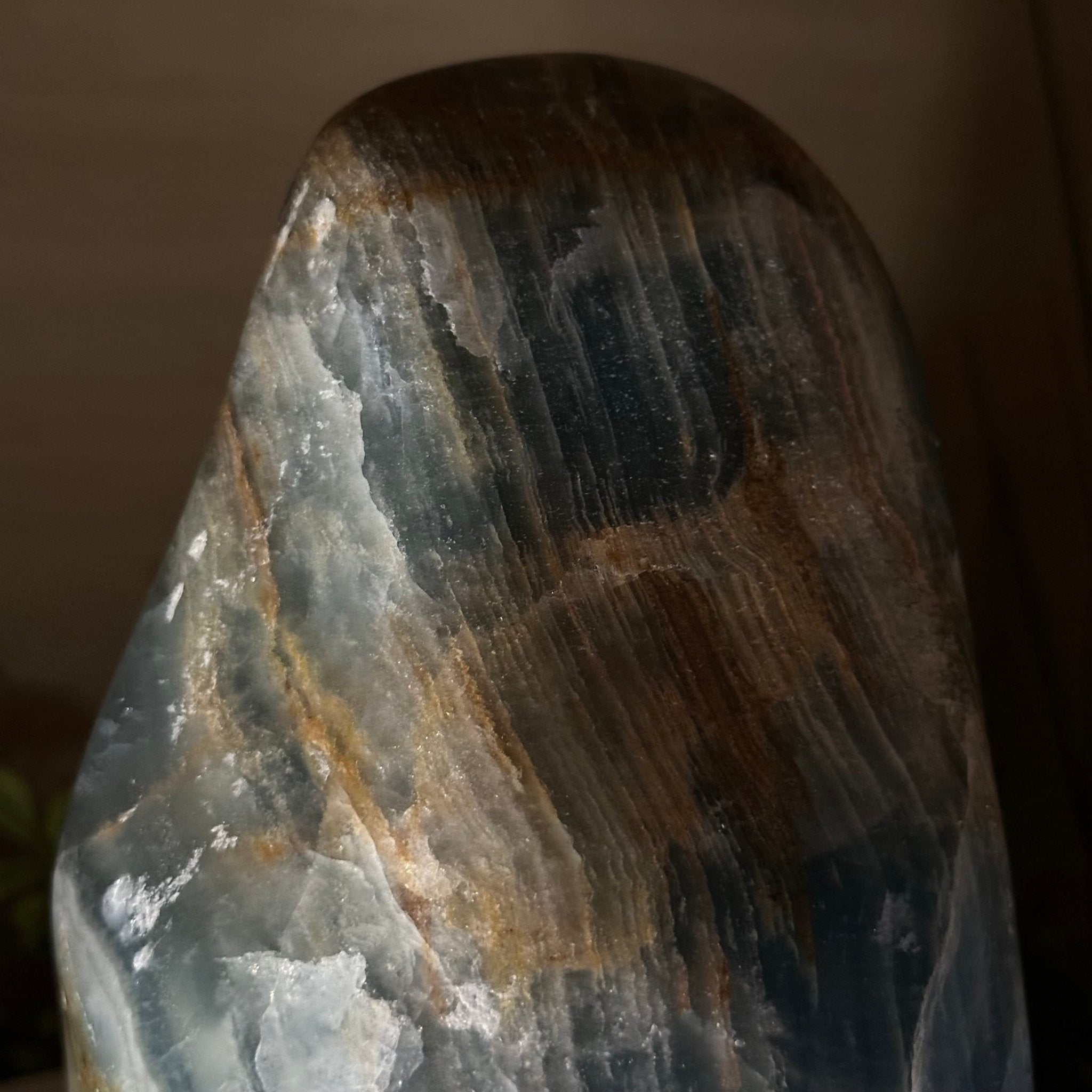 Polished Freeform Blue Onyx Gemstone, 7.1 lbs & 8.2” Tall #3301BX - 010 - Brazil GemsBrazil GemsPolished Freeform Blue Onyx Gemstone, 7.1 lbs & 8.2” Tall #3301BX - 010Freeform & Unique Shapes3301BX - 010