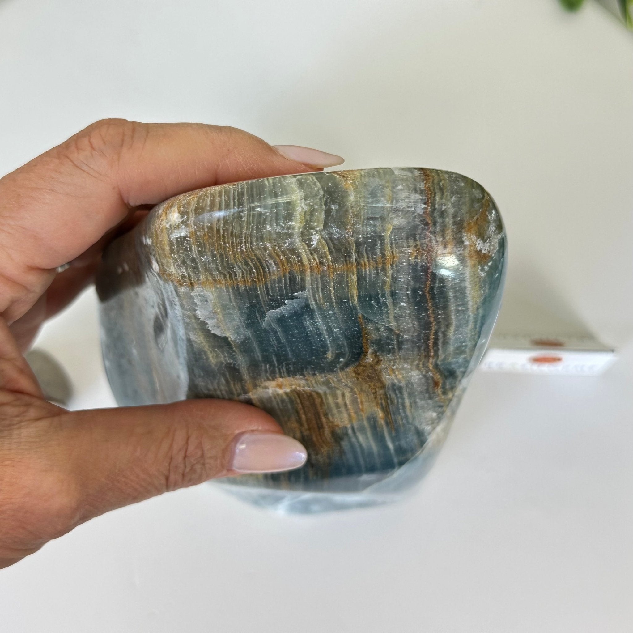 Polished Freeform Blue Onyx Gemstone, 7.1 lbs & 8.2” Tall #3301BX - 010 - Brazil GemsBrazil GemsPolished Freeform Blue Onyx Gemstone, 7.1 lbs & 8.2” Tall #3301BX - 010Freeform & Unique Shapes3301BX - 010