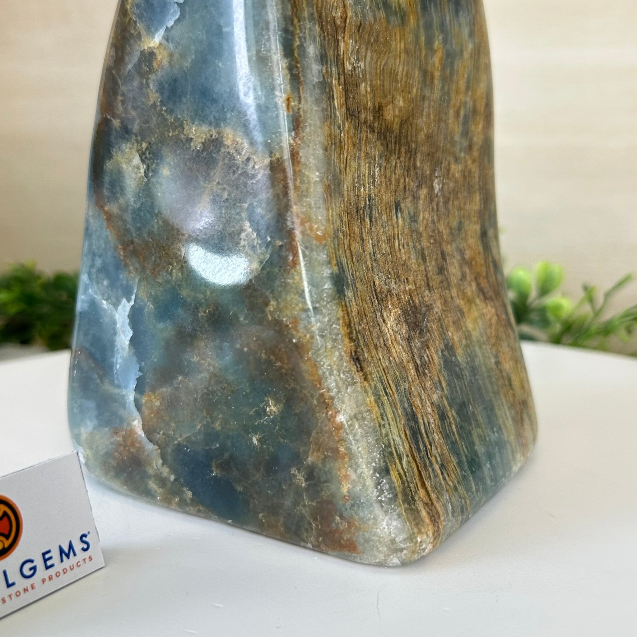 Polished Freeform Blue Onyx Gemstone, 7.1 lbs & 8.2” Tall #3301BX - 010 - Brazil GemsBrazil GemsPolished Freeform Blue Onyx Gemstone, 7.1 lbs & 8.2” Tall #3301BX - 010Freeform & Unique Shapes3301BX - 010