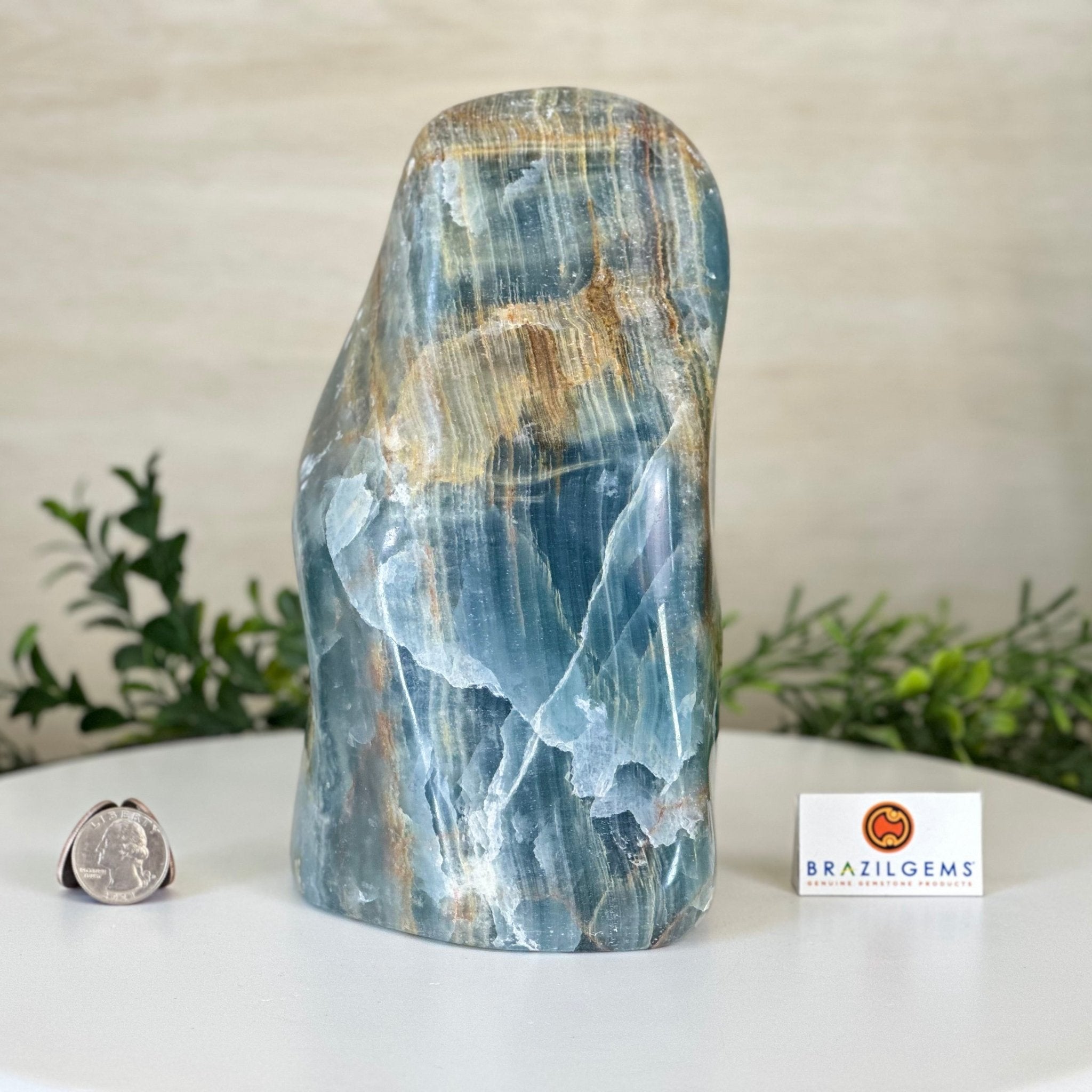 Polished Freeform Blue Onyx Gemstone, 7.1 lbs & 8.2” Tall #3301BX - 010 - Brazil GemsBrazil GemsPolished Freeform Blue Onyx Gemstone, 7.1 lbs & 8.2” Tall #3301BX - 010Freeform & Unique Shapes3301BX - 010