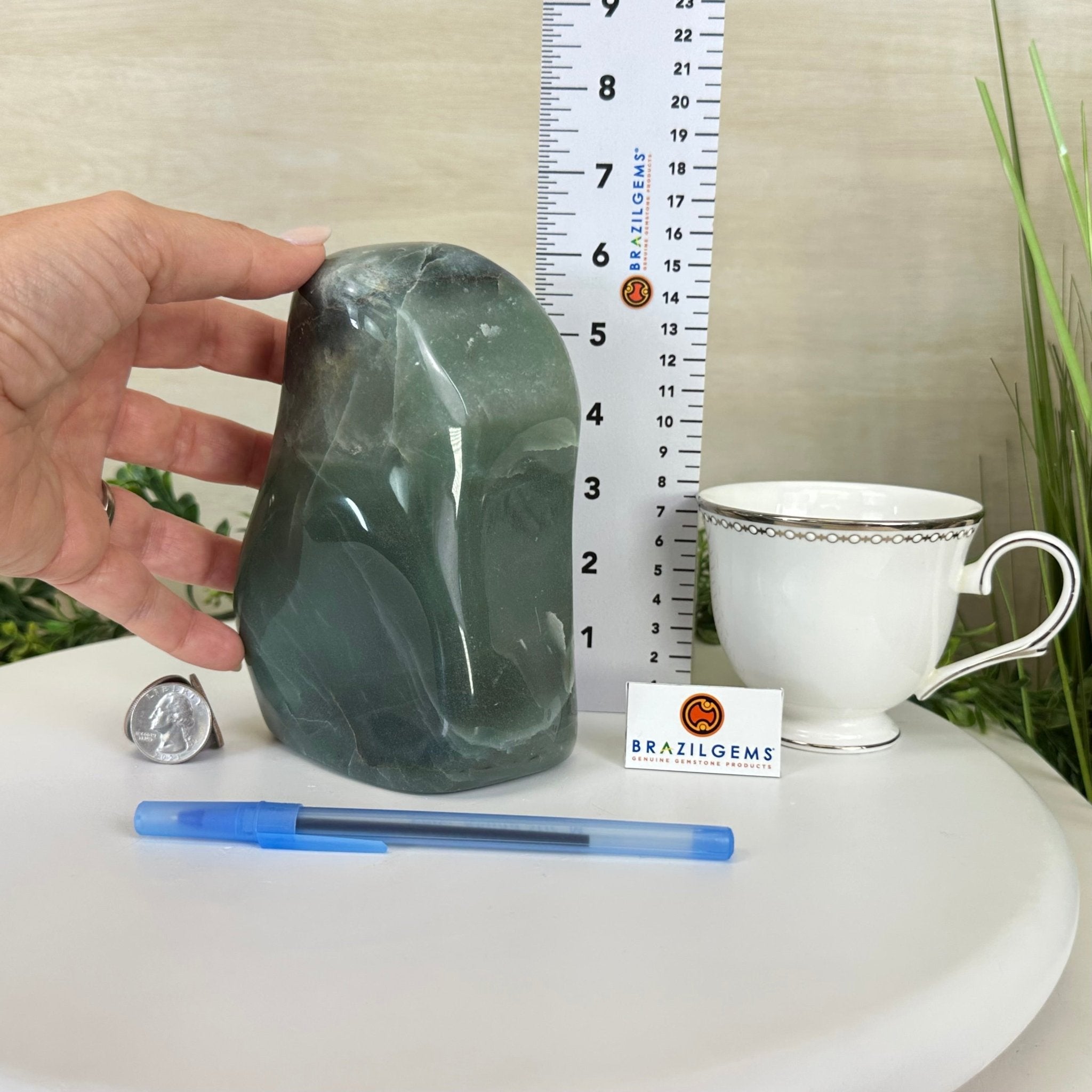 Polished Freeform Green Quartz Gemstone, 3.4 lbs & 6.2” Tall #3301GQ - 001 - Brazil GemsBrazil GemsPolished Freeform Green Quartz Gemstone, 3.4 lbs & 6.2” Tall #3301GQ - 001Freeform & Unique Shapes3301GQ - 001