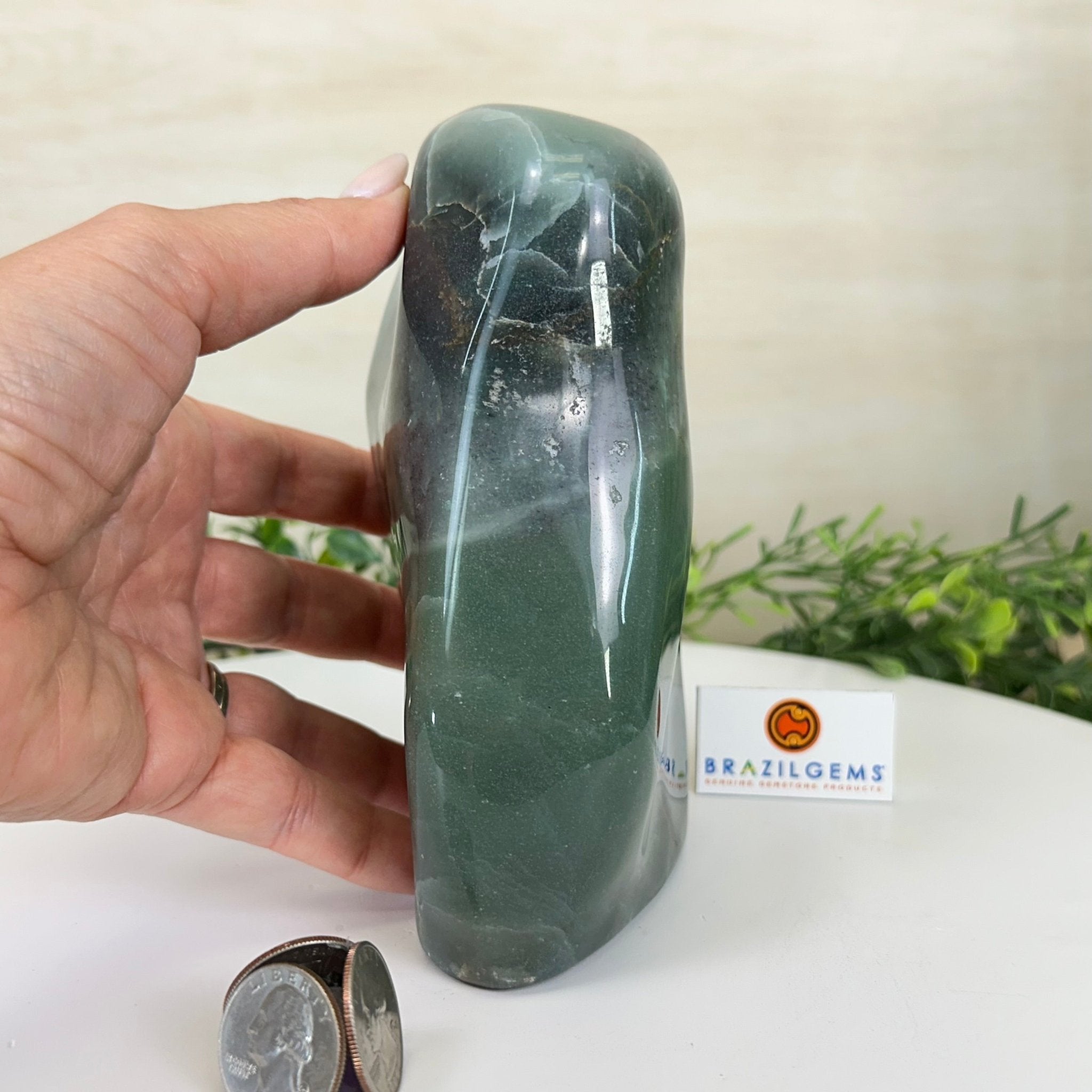Polished Freeform Green Quartz Gemstone, 3.4 lbs & 6.2” Tall #3301GQ - 001 - Brazil GemsBrazil GemsPolished Freeform Green Quartz Gemstone, 3.4 lbs & 6.2” Tall #3301GQ - 001Freeform & Unique Shapes3301GQ - 001