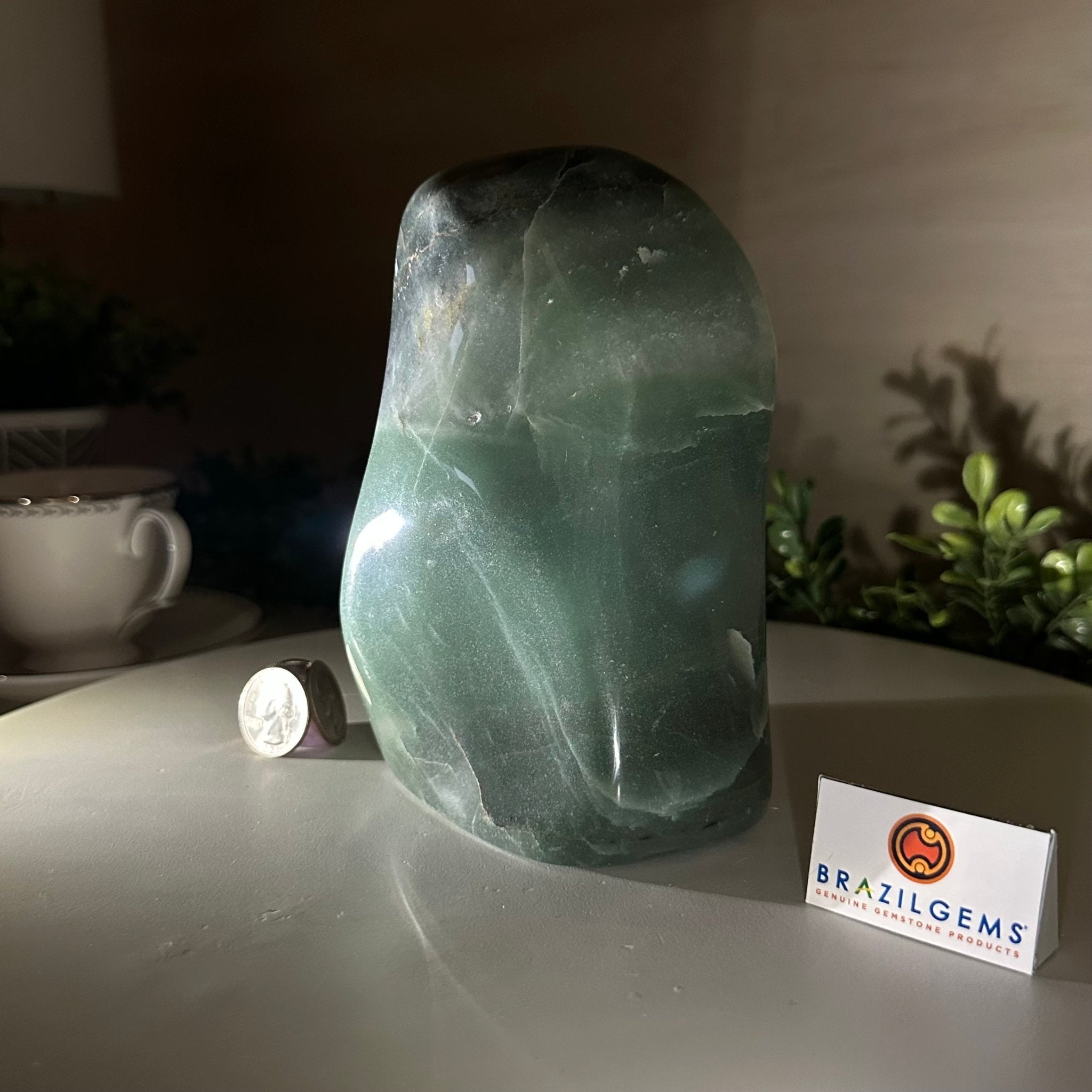 Polished Freeform Green Quartz Gemstone, 3.4 lbs & 6.2” Tall #3301GQ - 001 - Brazil GemsBrazil GemsPolished Freeform Green Quartz Gemstone, 3.4 lbs & 6.2” Tall #3301GQ - 001Freeform & Unique Shapes3301GQ - 001