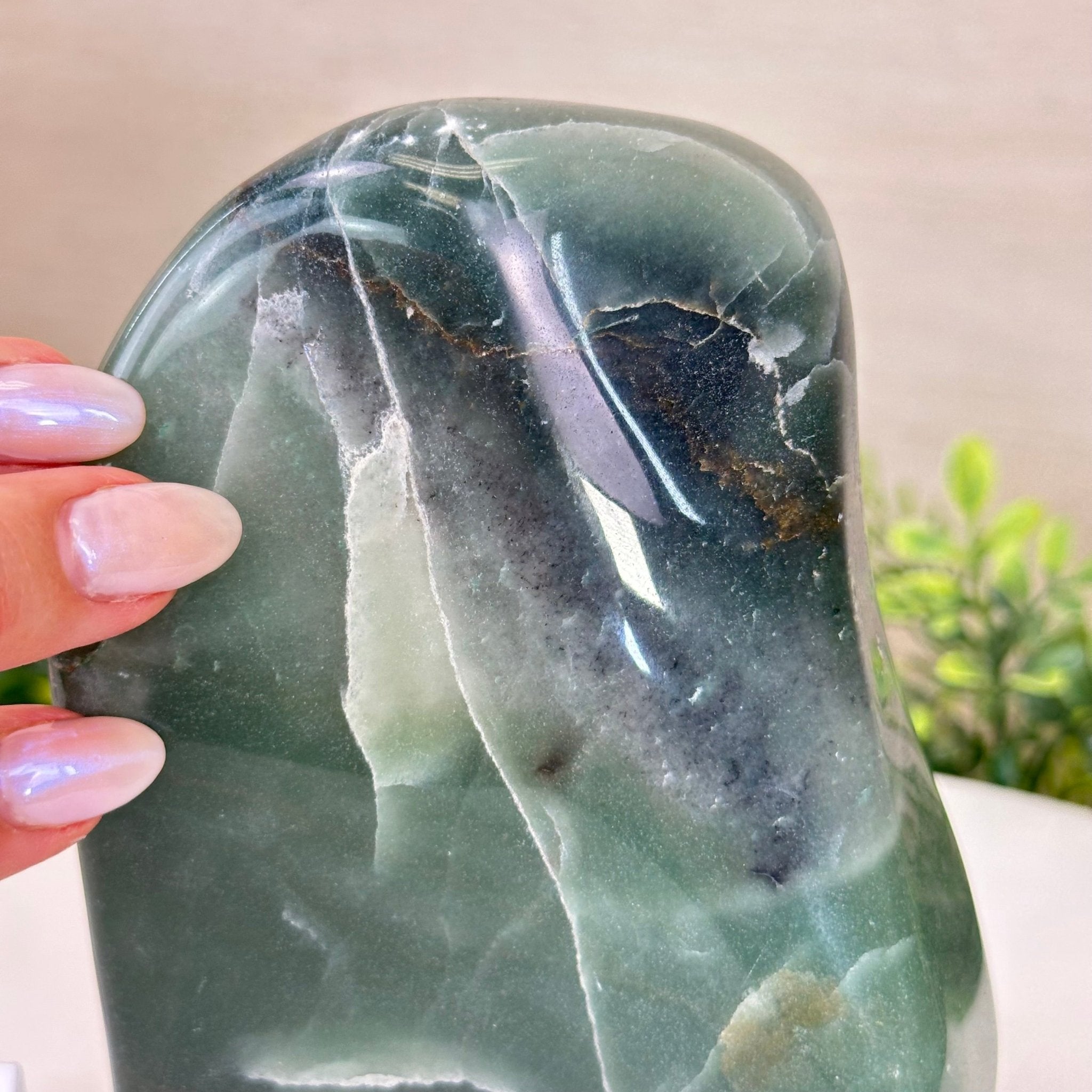 Polished Freeform Green Quartz Gemstone, 3.4 lbs & 6.2” Tall #3301GQ - 001 - Brazil GemsBrazil GemsPolished Freeform Green Quartz Gemstone, 3.4 lbs & 6.2” Tall #3301GQ - 001Freeform & Unique Shapes3301GQ - 001