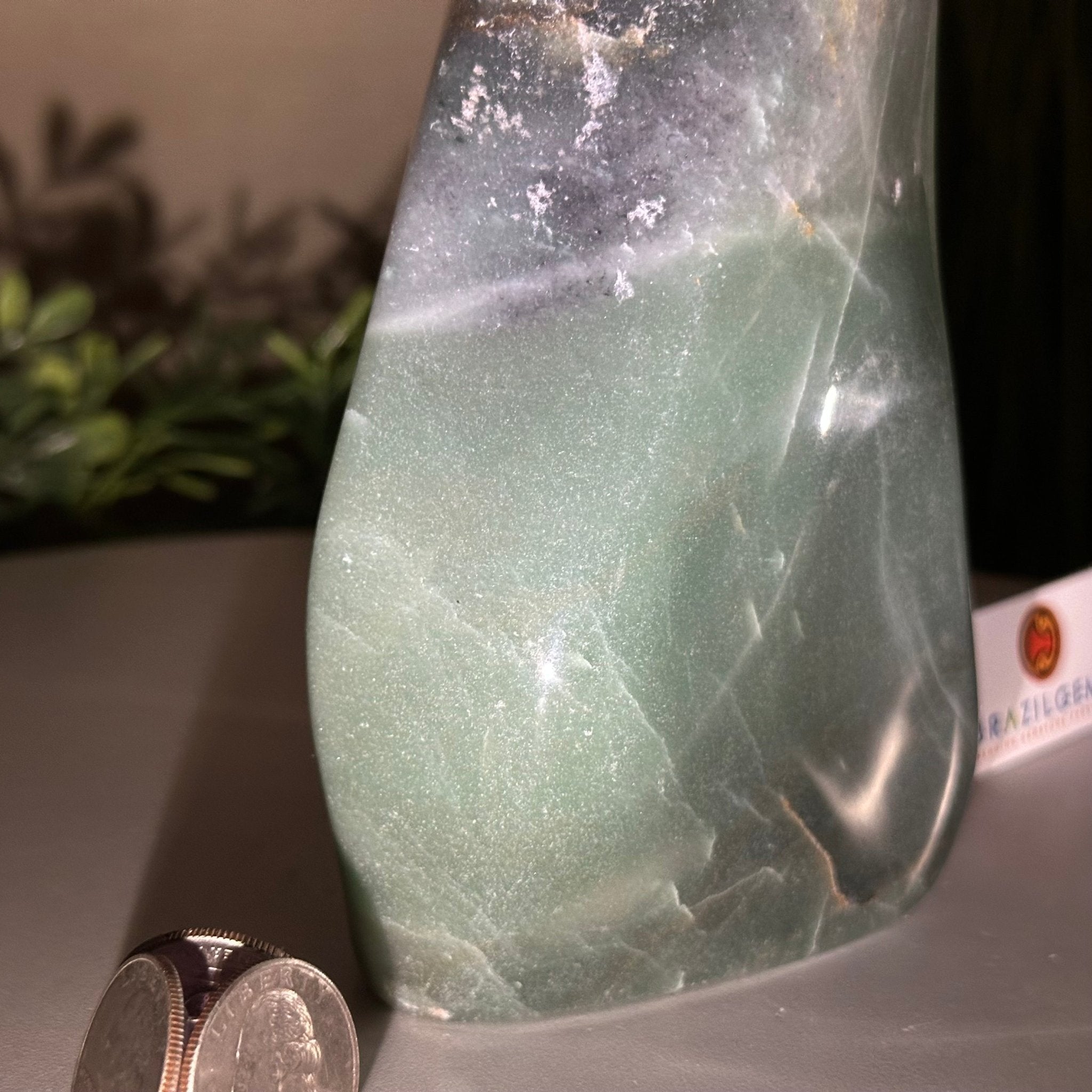 Polished Freeform Green Quartz Gemstone, 3.4 lbs & 6.2” Tall #3301GQ - 001 - Brazil GemsBrazil GemsPolished Freeform Green Quartz Gemstone, 3.4 lbs & 6.2” Tall #3301GQ - 001Freeform & Unique Shapes3301GQ - 001