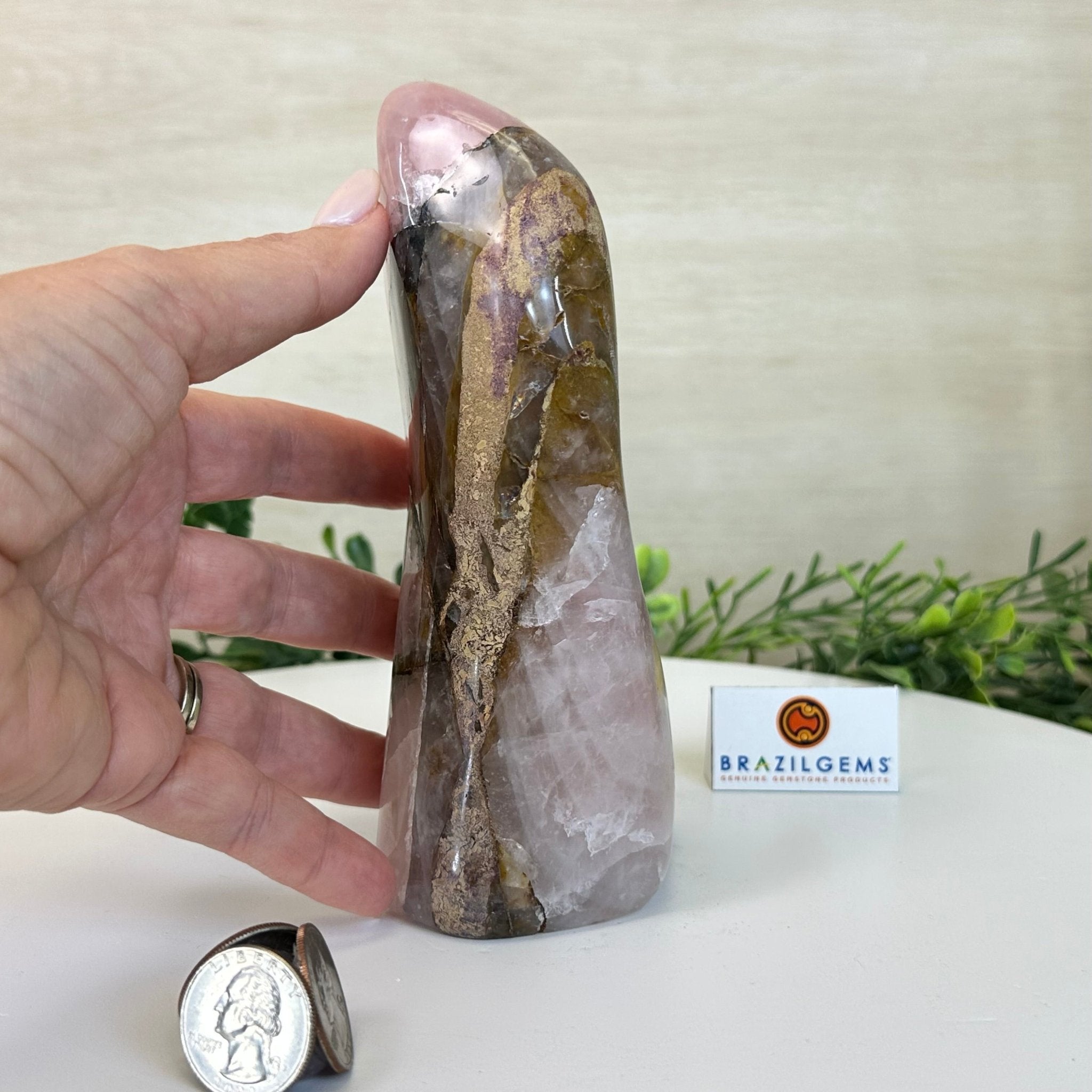 Polished Freeform Hematoid Rose Quartz Gemstone, 2.9 lbs & 6.5” Tall #3301HR - 003 - Brazil GemsBrazil GemsPolished Freeform Hematoid Rose Quartz Gemstone, 2.9 lbs & 6.5” Tall #3301HR - 003Freeform & Unique Shapes3301HR - 003