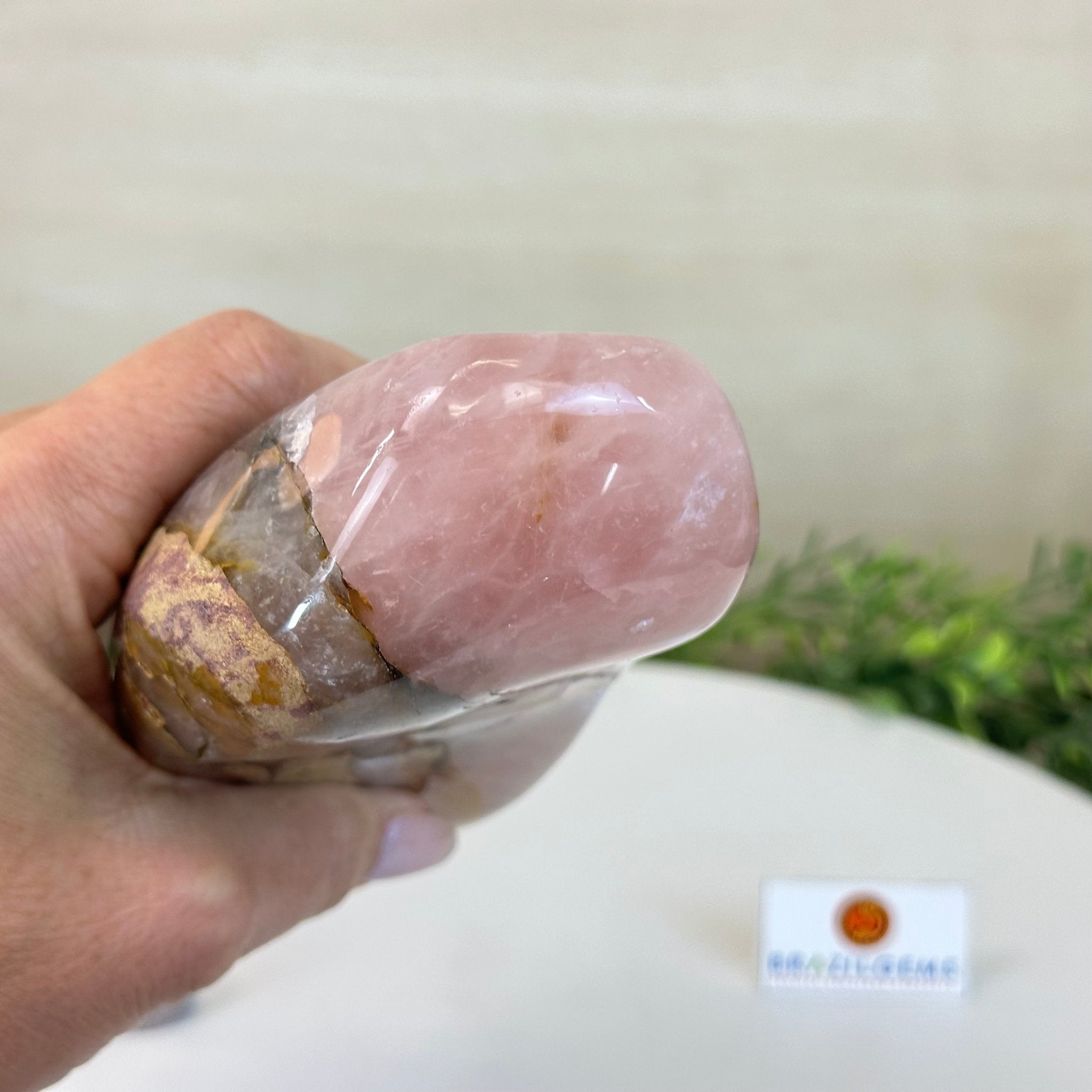 Polished Freeform Hematoid Rose Quartz Gemstone, 2.9 lbs & 6.5” Tall #3301HR - 003 - Brazil GemsBrazil GemsPolished Freeform Hematoid Rose Quartz Gemstone, 2.9 lbs & 6.5” Tall #3301HR - 003Freeform & Unique Shapes3301HR - 003