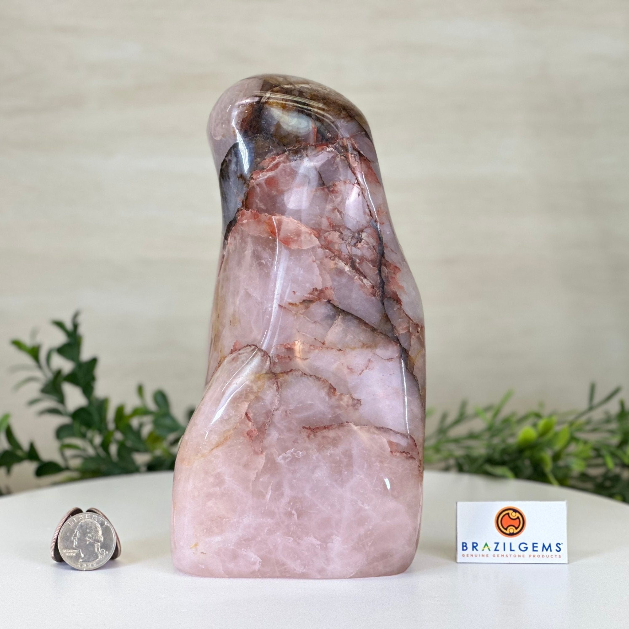 Polished Freeform Hematoid Rose Quartz Gemstone, 6.5 lbs & 8.5” Tall #3301HR - 001 - Brazil GemsBrazil GemsPolished Freeform Hematoid Rose Quartz Gemstone, 6.5 lbs & 8.5” Tall #3301HR - 001Freeform & Unique Shapes3301HR - 001