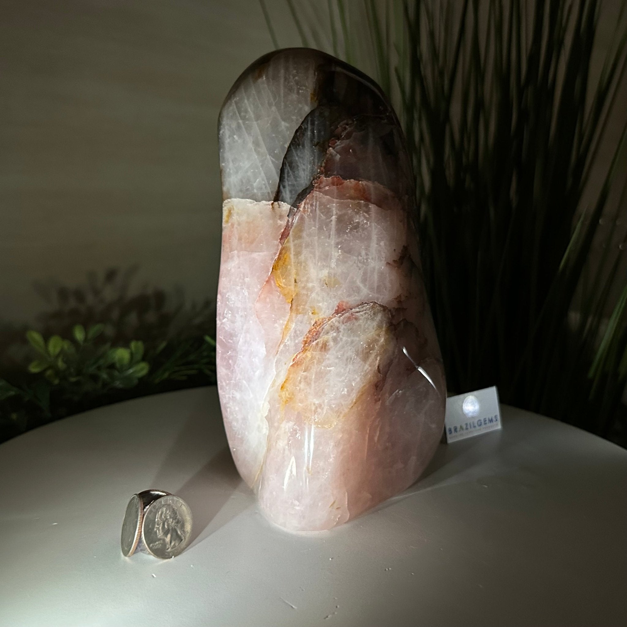 Polished Freeform Hematoid Rose Quartz Gemstone, 6.5 lbs & 8.5” Tall #3301HR - 001 - Brazil GemsBrazil GemsPolished Freeform Hematoid Rose Quartz Gemstone, 6.5 lbs & 8.5” Tall #3301HR - 001Freeform & Unique Shapes3301HR - 001