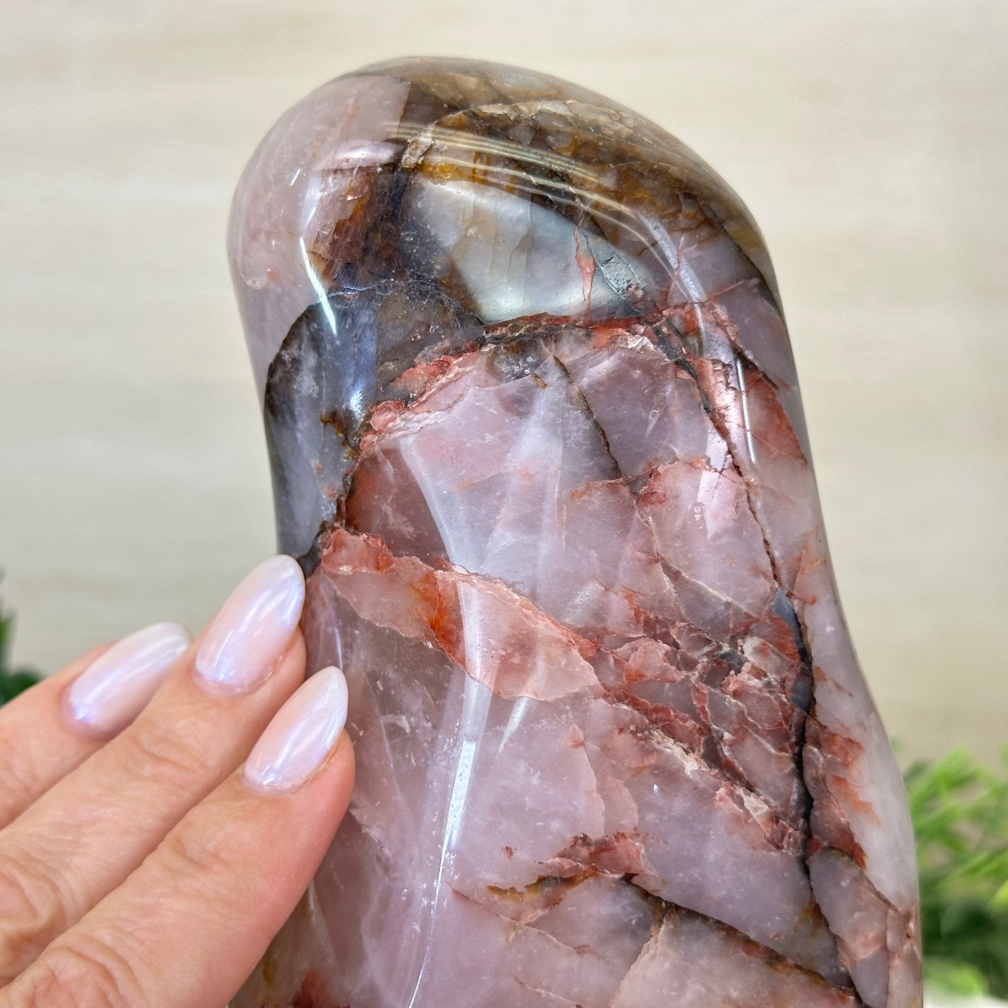 Polished Freeform Hematoid Rose Quartz Gemstone, 6.5 lbs & 8.5” Tall #3301HR - 001 - Brazil GemsBrazil GemsPolished Freeform Hematoid Rose Quartz Gemstone, 6.5 lbs & 8.5” Tall #3301HR - 001Freeform & Unique Shapes3301HR - 001