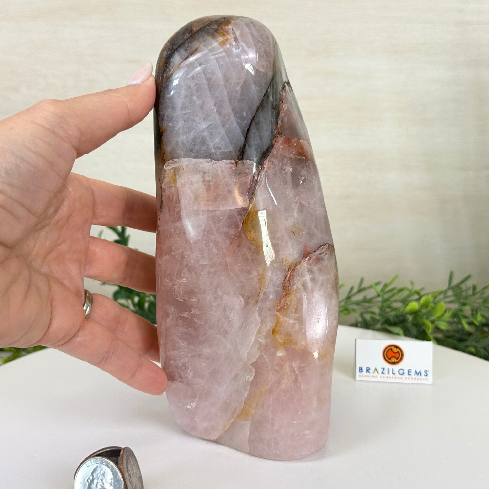Polished Freeform Hematoid Rose Quartz Gemstone, 6.5 lbs & 8.5” Tall #3301HR - 001 - Brazil GemsBrazil GemsPolished Freeform Hematoid Rose Quartz Gemstone, 6.5 lbs & 8.5” Tall #3301HR - 001Freeform & Unique Shapes3301HR - 001
