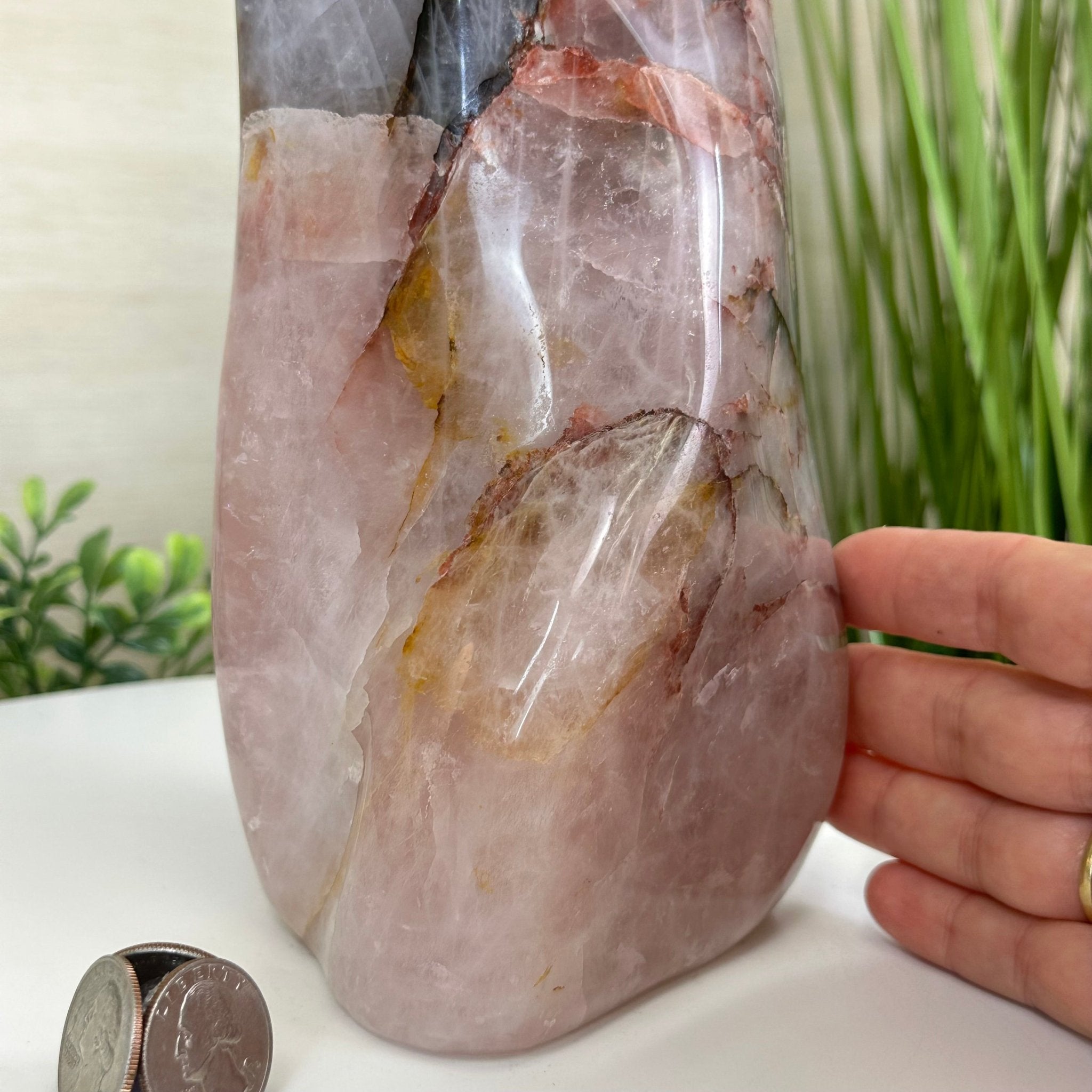 Polished Freeform Hematoid Rose Quartz Gemstone, 6.5 lbs & 8.5” Tall #3301HR - 001 - Brazil GemsBrazil GemsPolished Freeform Hematoid Rose Quartz Gemstone, 6.5 lbs & 8.5” Tall #3301HR - 001Freeform & Unique Shapes3301HR - 001