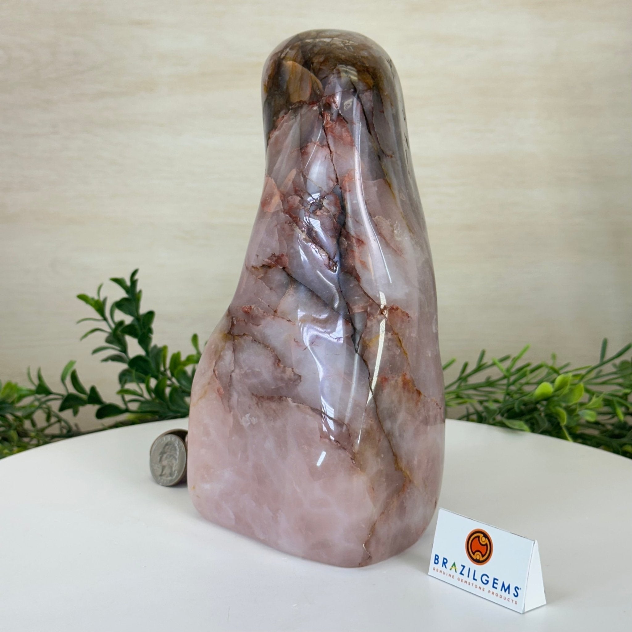 Polished Freeform Hematoid Rose Quartz Gemstone, 6.5 lbs & 8.5” Tall #3301HR - 001 - Brazil GemsBrazil GemsPolished Freeform Hematoid Rose Quartz Gemstone, 6.5 lbs & 8.5” Tall #3301HR - 001Freeform & Unique Shapes3301HR - 001