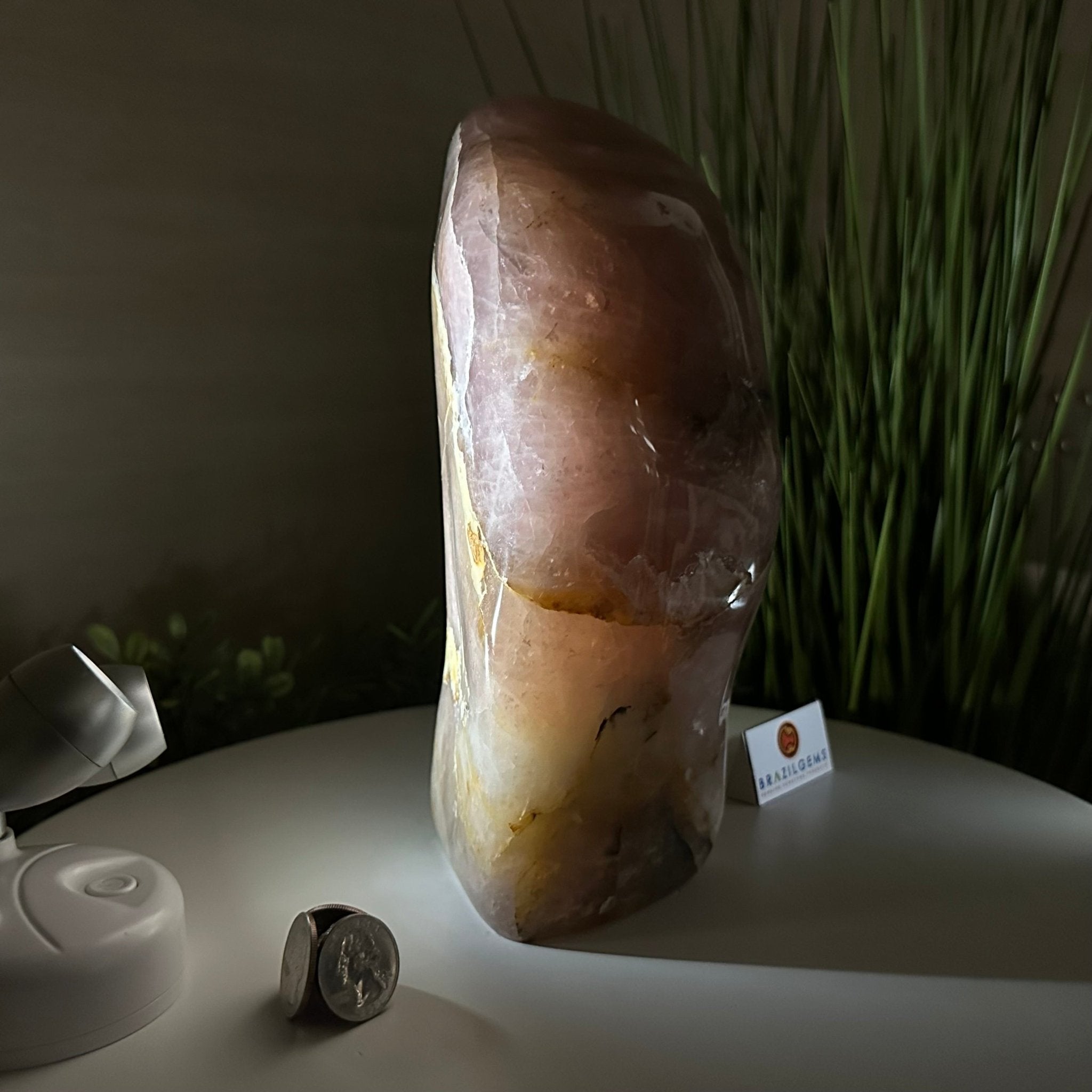 Polished Freeform Hematoid Rose Quartz Gemstone, 6.6 lbs & 8.9” Tall #3301HR - 002 - Brazil GemsBrazil GemsPolished Freeform Hematoid Rose Quartz Gemstone, 6.6 lbs & 8.9” Tall #3301HR - 002Freeform & Unique Shapes3301HR - 002