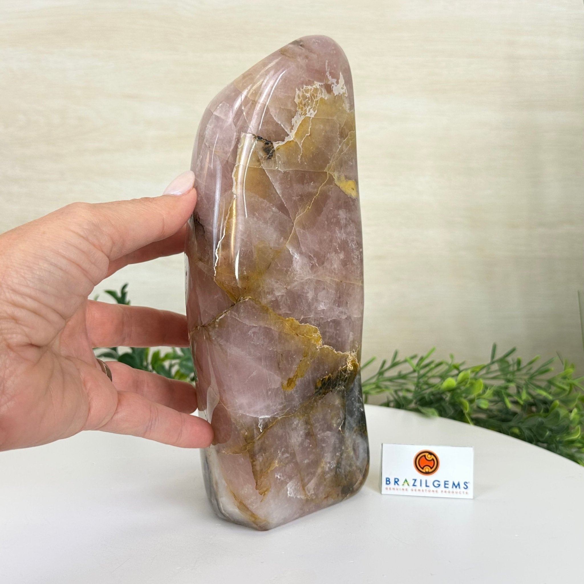 Polished Freeform Hematoid Rose Quartz Gemstone, 6.6 lbs & 8.9” Tall #3301HR - 002 - Brazil GemsBrazil GemsPolished Freeform Hematoid Rose Quartz Gemstone, 6.6 lbs & 8.9” Tall #3301HR - 002Freeform & Unique Shapes3301HR - 002