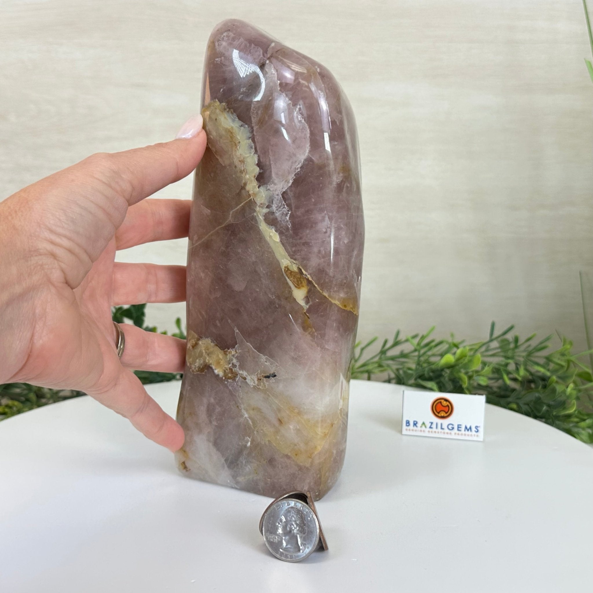 Polished Freeform Hematoid Rose Quartz Gemstone, 6.6 lbs & 8.9” Tall #3301HR - 002 - Brazil GemsBrazil GemsPolished Freeform Hematoid Rose Quartz Gemstone, 6.6 lbs & 8.9” Tall #3301HR - 002Freeform & Unique Shapes3301HR - 002