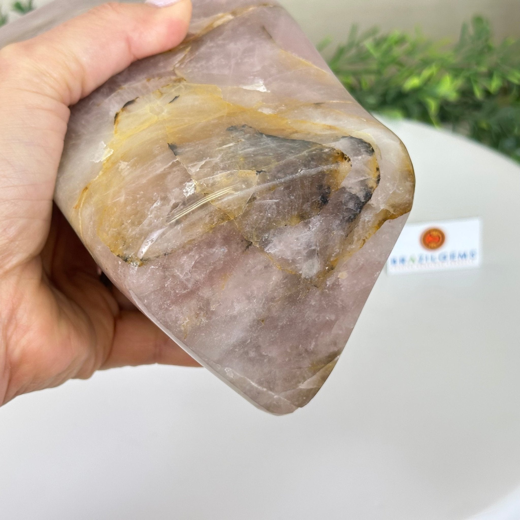 Polished Freeform Hematoid Rose Quartz Gemstone, 6.6 lbs & 8.9” Tall #3301HR - 002 - Brazil GemsBrazil GemsPolished Freeform Hematoid Rose Quartz Gemstone, 6.6 lbs & 8.9” Tall #3301HR - 002Freeform & Unique Shapes3301HR - 002