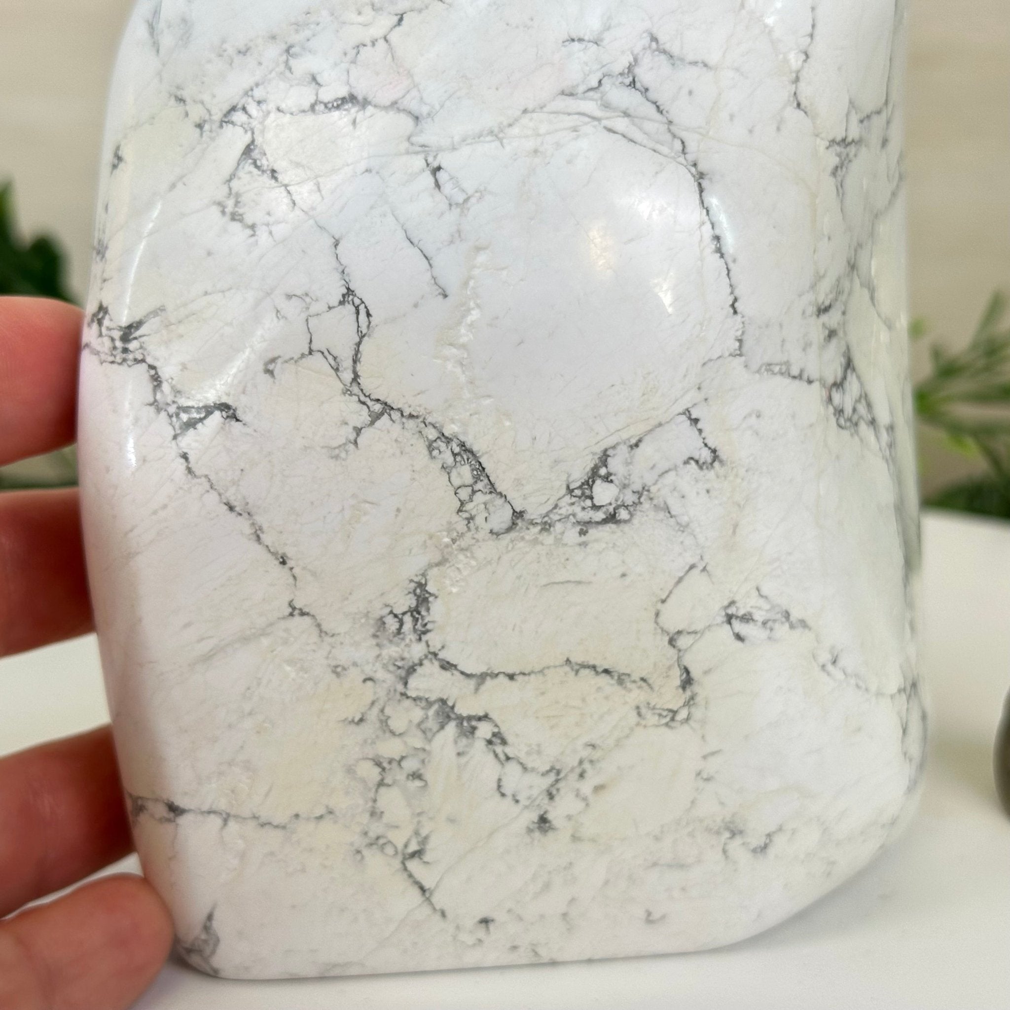 Polished Freeform Howlite Gemstone, 4.4 lbs & 7.1” Tall #3301HW - 001 - Brazil GemsBrazil GemsPolished Freeform Howlite Gemstone, 4.4 lbs & 7.1” Tall #3301HW - 001Freeform & Unique Shapes3301HW - 001