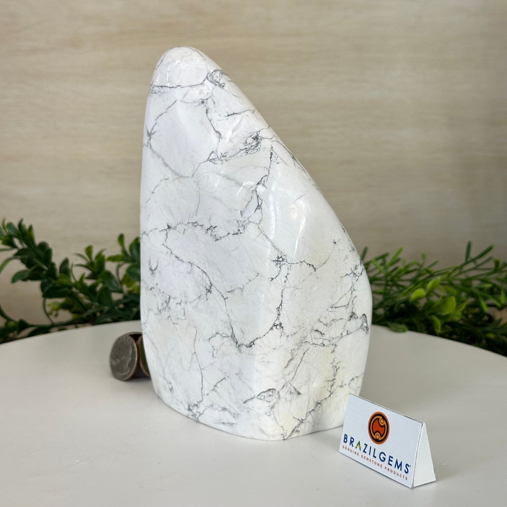 Polished Freeform Howlite Gemstone, 4.4 lbs & 7.1” Tall #3301HW - 001 - Brazil GemsBrazil GemsPolished Freeform Howlite Gemstone, 4.4 lbs & 7.1” Tall #3301HW - 001Freeform & Unique Shapes3301HW - 001