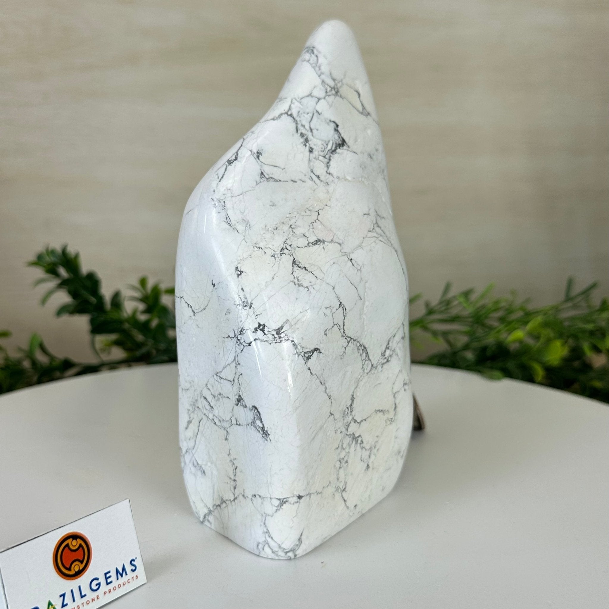 Polished Freeform Howlite Gemstone, 4.4 lbs & 7.1” Tall #3301HW - 001 - Brazil GemsBrazil GemsPolished Freeform Howlite Gemstone, 4.4 lbs & 7.1” Tall #3301HW - 001Freeform & Unique Shapes3301HW - 001