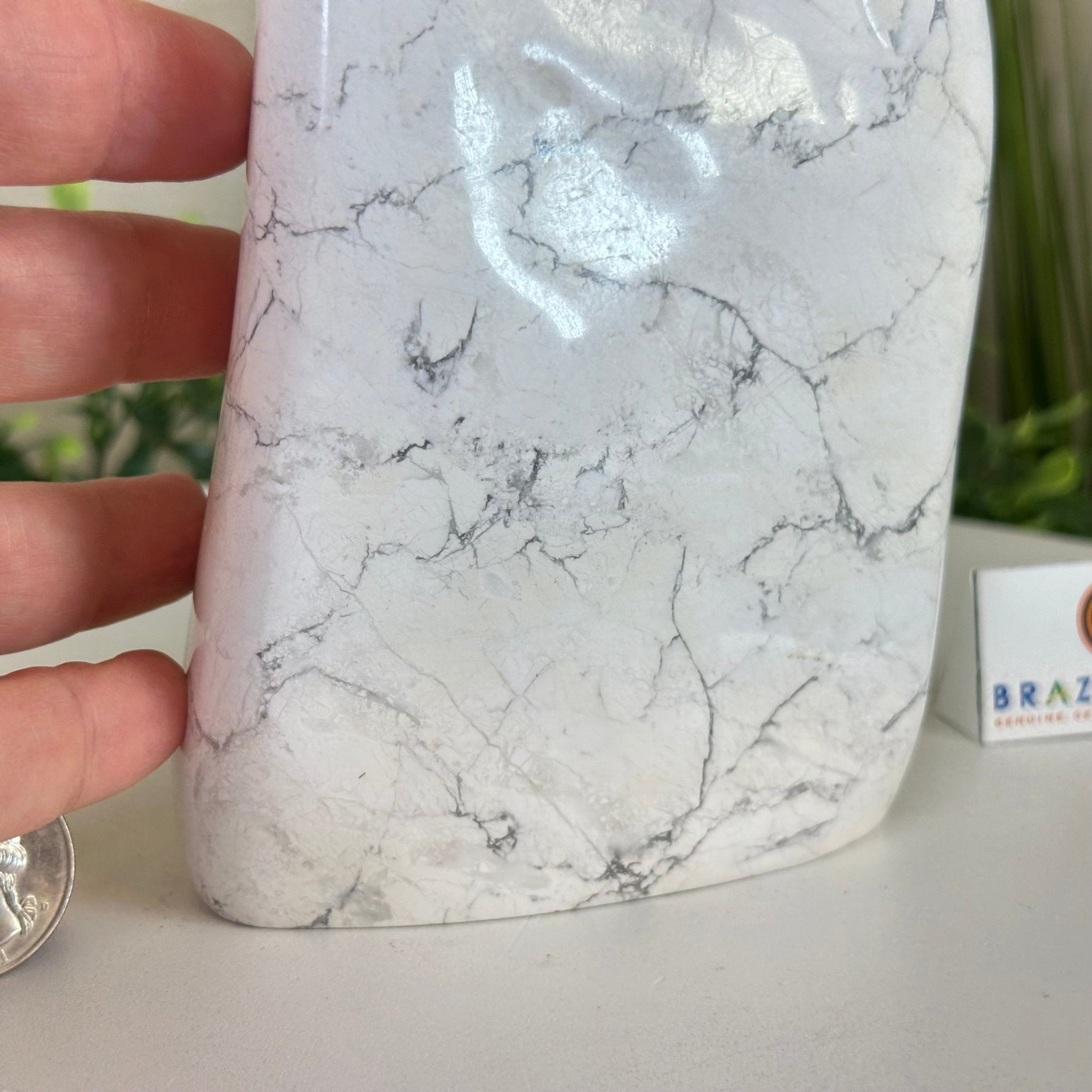 Polished Freeform Howlite Gemstone, 4.4 lbs & 7.1” Tall #3301HW - 001 - Brazil GemsBrazil GemsPolished Freeform Howlite Gemstone, 4.4 lbs & 7.1” Tall #3301HW - 001Freeform & Unique Shapes3301HW - 001
