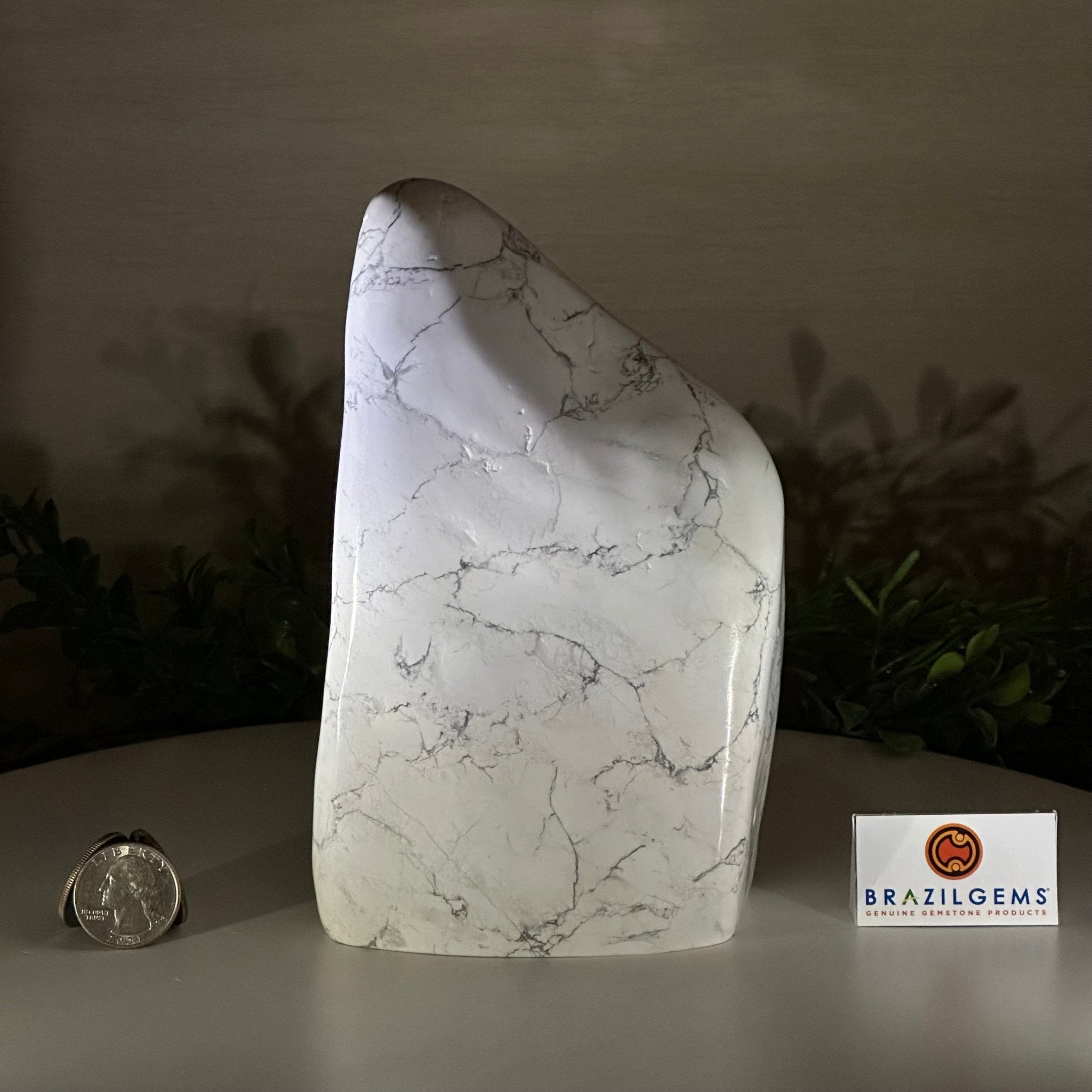 Polished Freeform Howlite Gemstone, 4.4 lbs & 7.1” Tall #3301HW - 001 - Brazil GemsBrazil GemsPolished Freeform Howlite Gemstone, 4.4 lbs & 7.1” Tall #3301HW - 001Freeform & Unique Shapes3301HW - 001