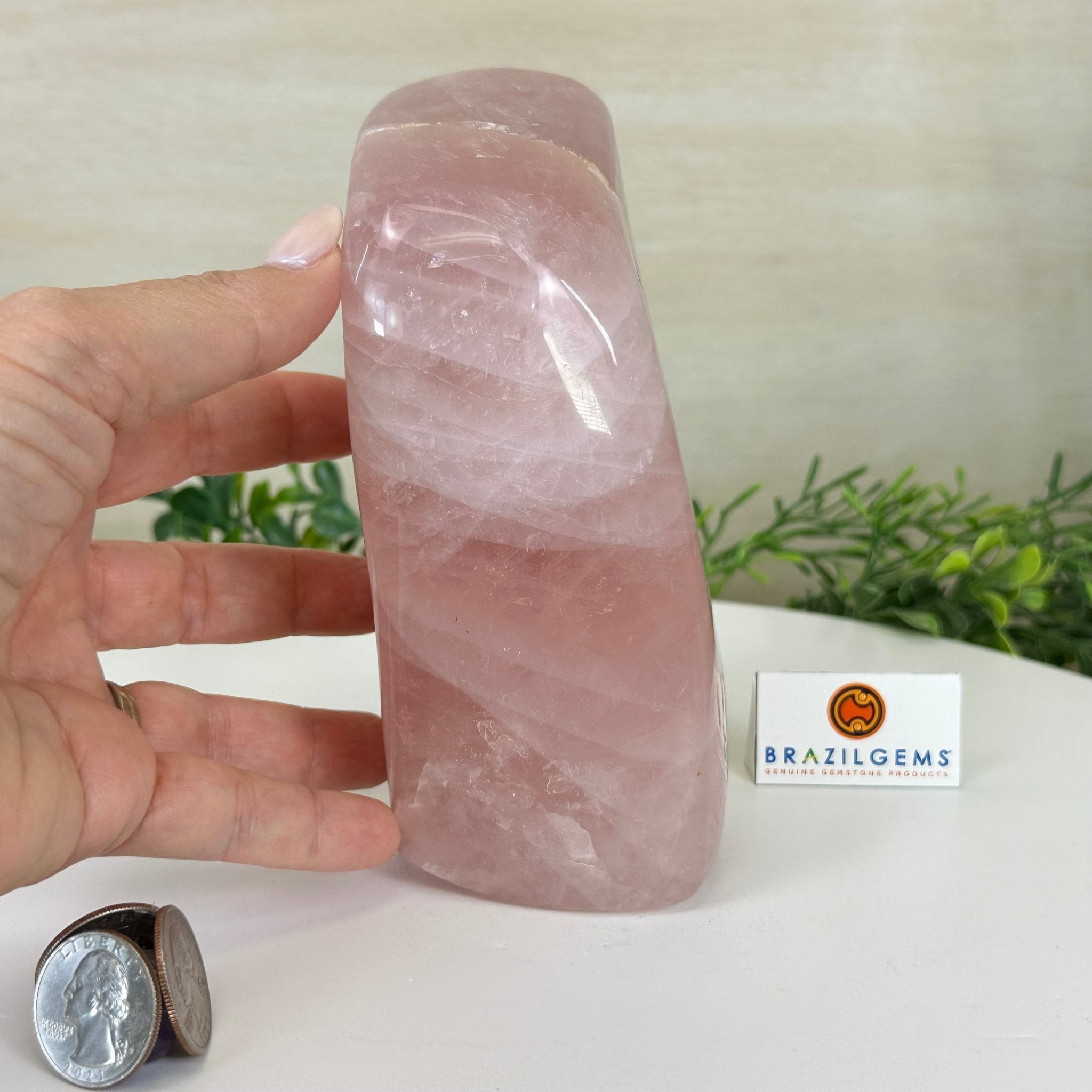 Polished Freeform Rose Quartz Gemstone, 3.5 lbs & 6.3” tall Model #3301RQ - 003 - Brazil GemsBrazil GemsPolished Freeform Rose Quartz Gemstone, 3.5 lbs & 6.3” tall Model #3301RQ - 003Freeform & Unique Shapes3301RQ - 003