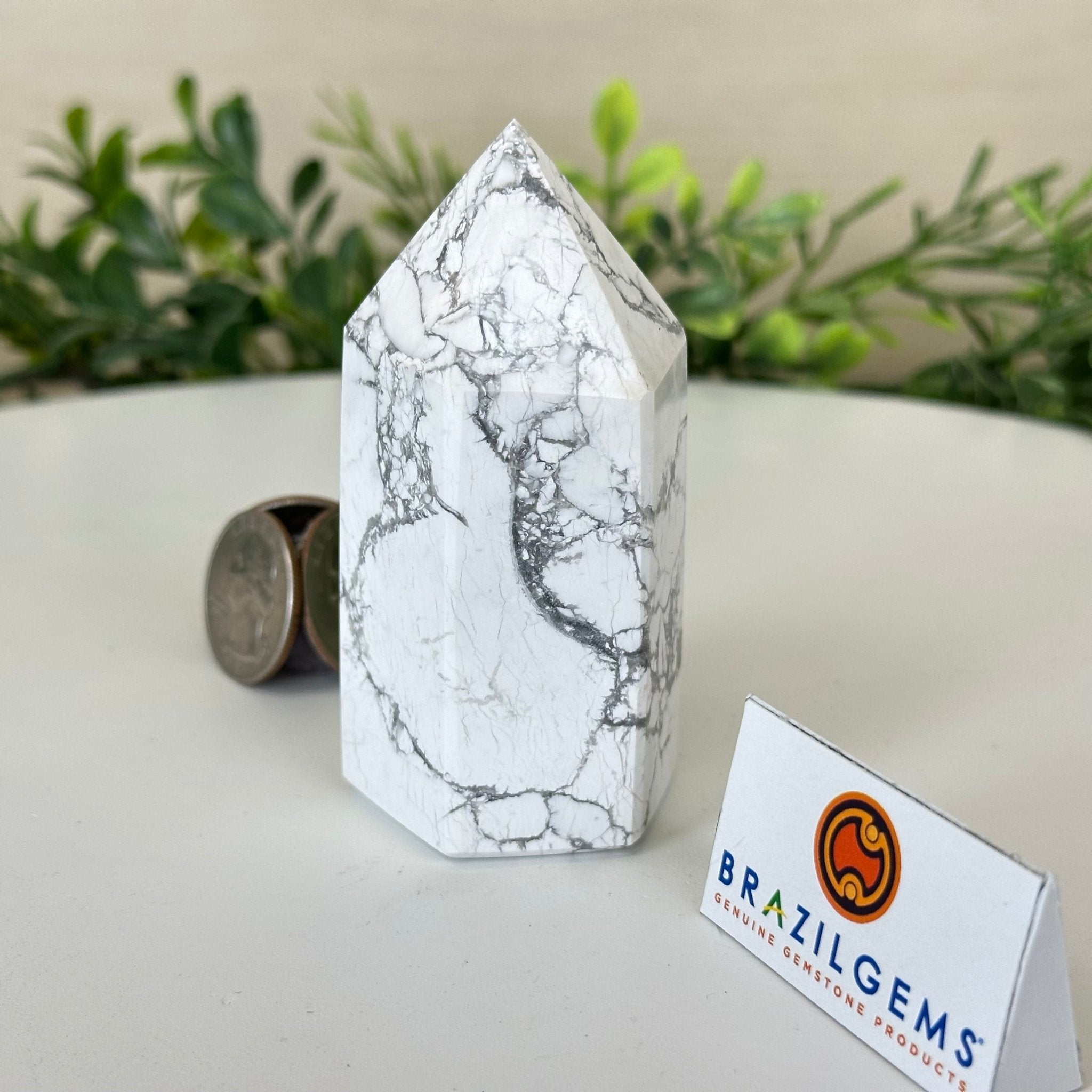 Polished Howlite Crystal Tower 2.3" Tall #3106HW - 002 - Brazil GemsBrazil GemsPolished Howlite Crystal Tower 2.3" Tall #3106HW - 002Crystal Points3106HW - 002