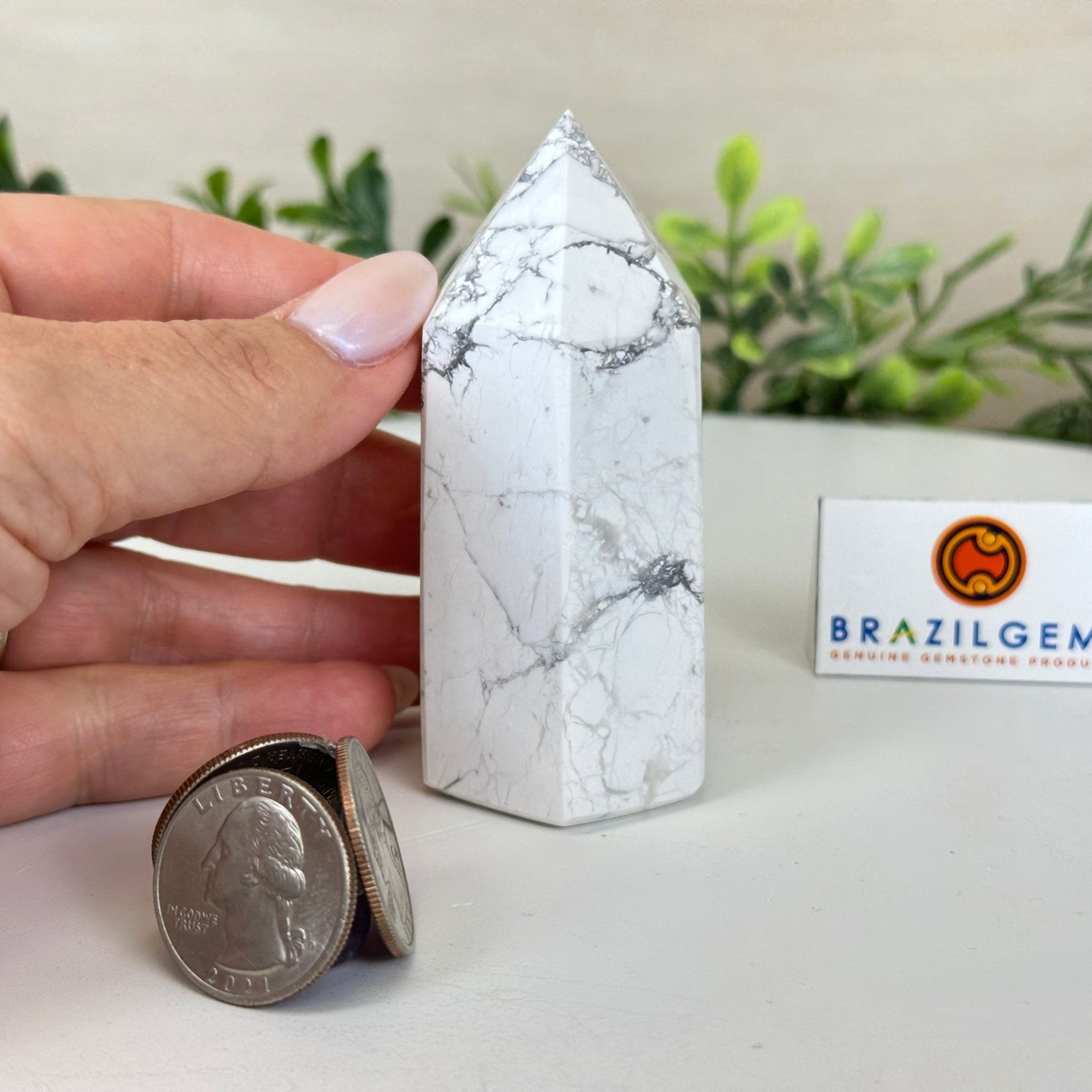 Polished Howlite Crystal Tower 2.3" Tall #3106HW - 002 - Brazil GemsBrazil GemsPolished Howlite Crystal Tower 2.3" Tall #3106HW - 002Crystal Points3106HW - 002
