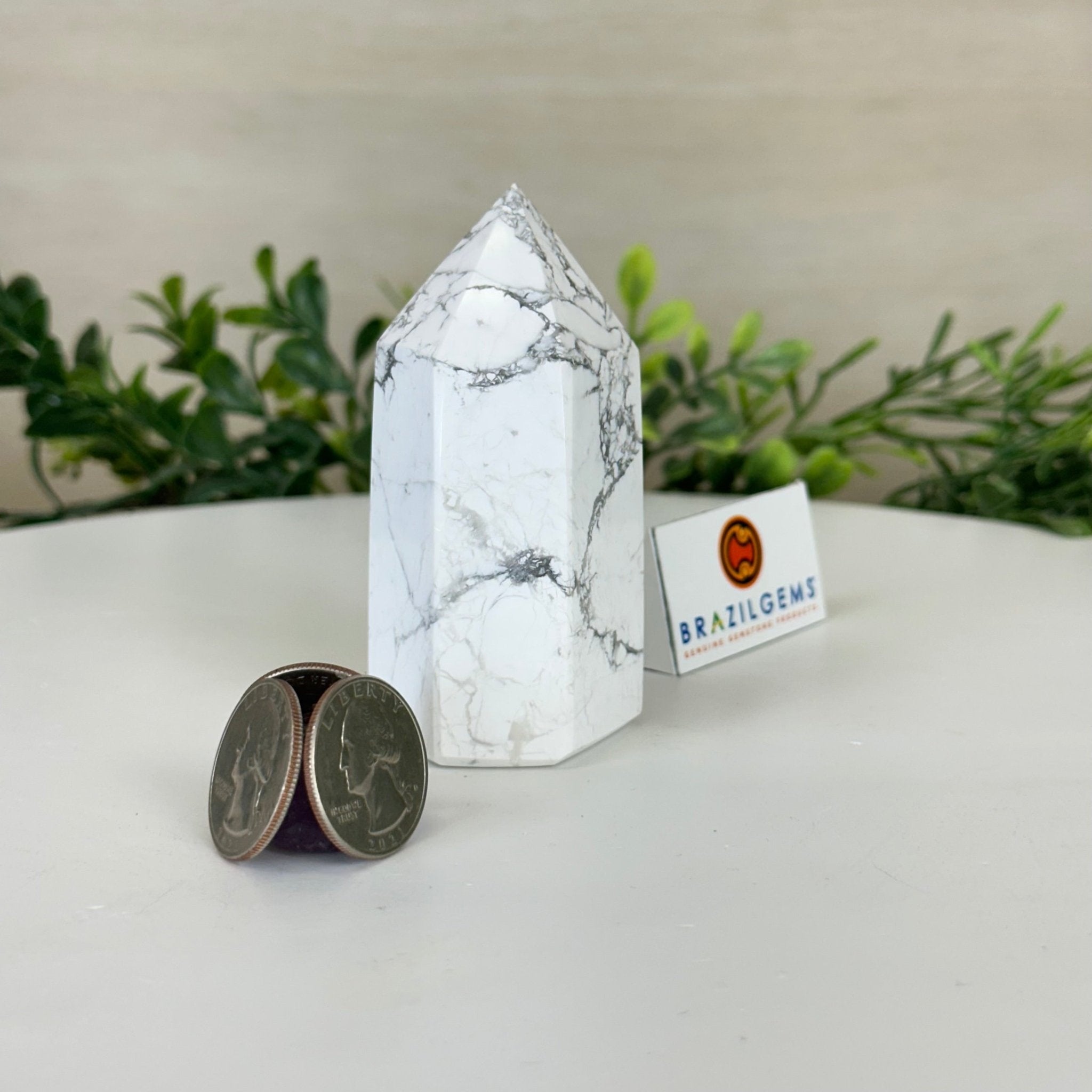 Polished Howlite Crystal Tower 2.3" Tall #3106HW - 002 - Brazil GemsBrazil GemsPolished Howlite Crystal Tower 2.3" Tall #3106HW - 002Crystal Points3106HW - 002