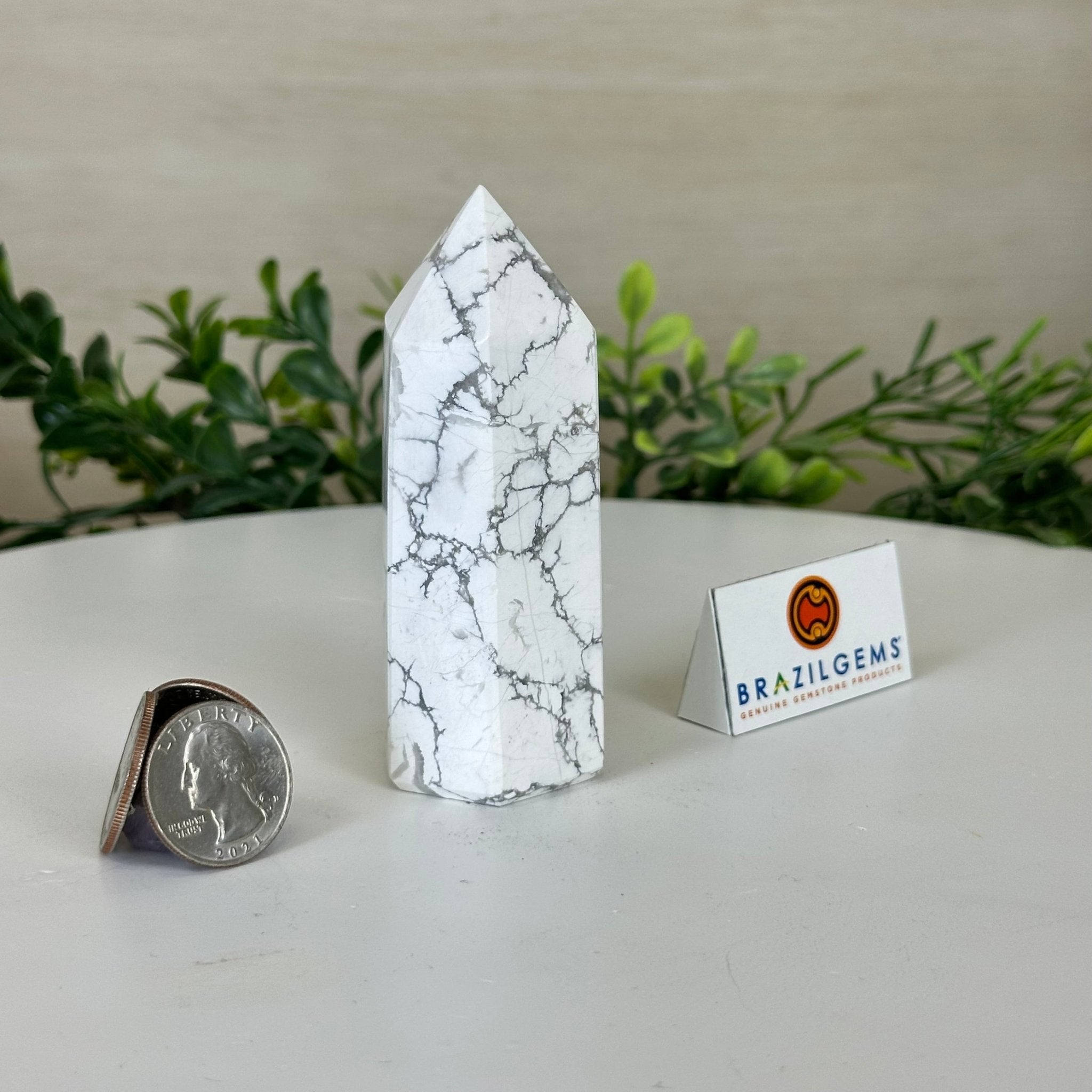 Polished Howlite Crystal Tower 3.7" Tall #3106HW - 001 - Brazil GemsBrazil GemsPolished Howlite Crystal Tower 3.7" Tall #3106HW - 001Crystal Points3106HW - 001