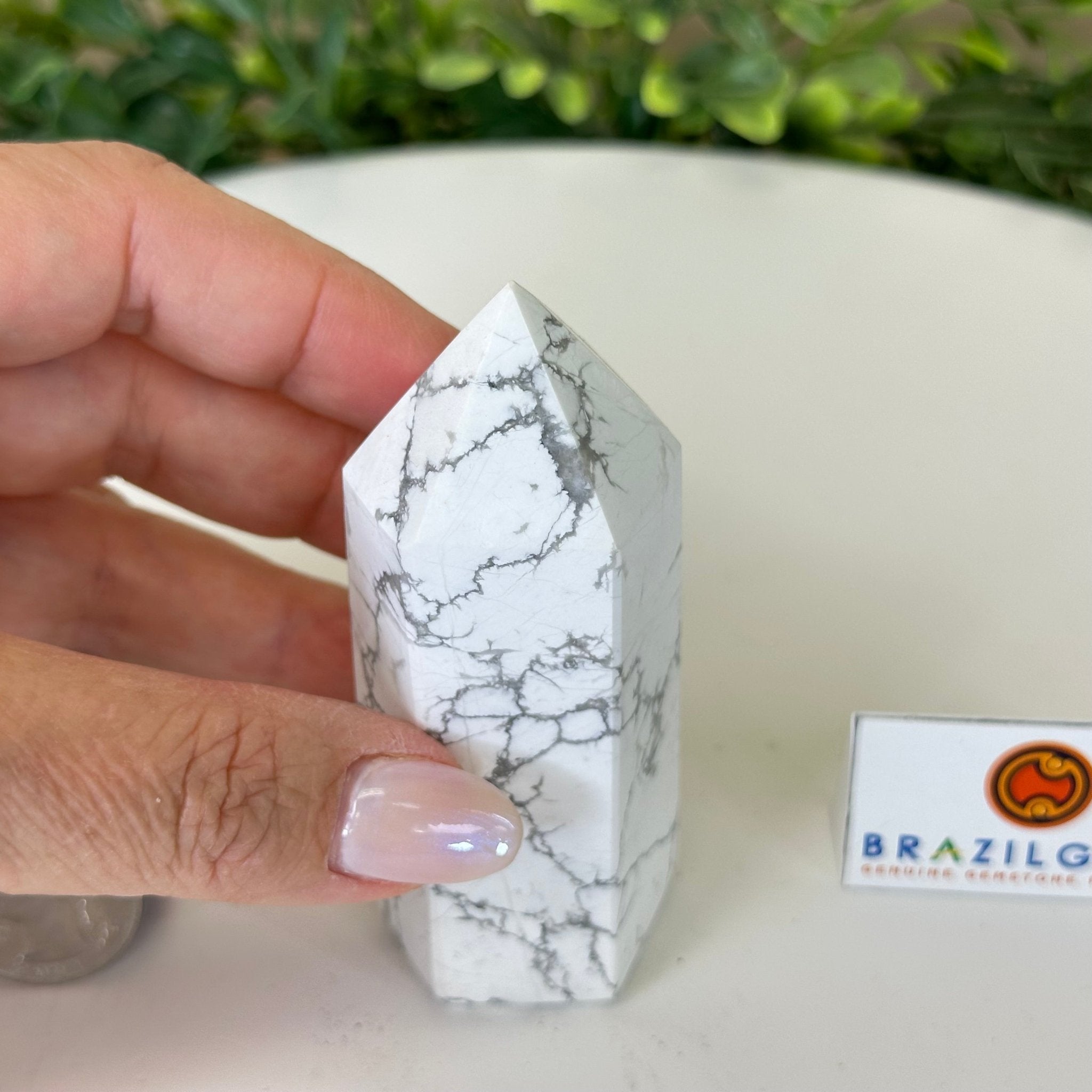Polished Howlite Crystal Tower 3.7" Tall #3106HW - 001 - Brazil GemsBrazil GemsPolished Howlite Crystal Tower 3.7" Tall #3106HW - 001Crystal Points3106HW - 001