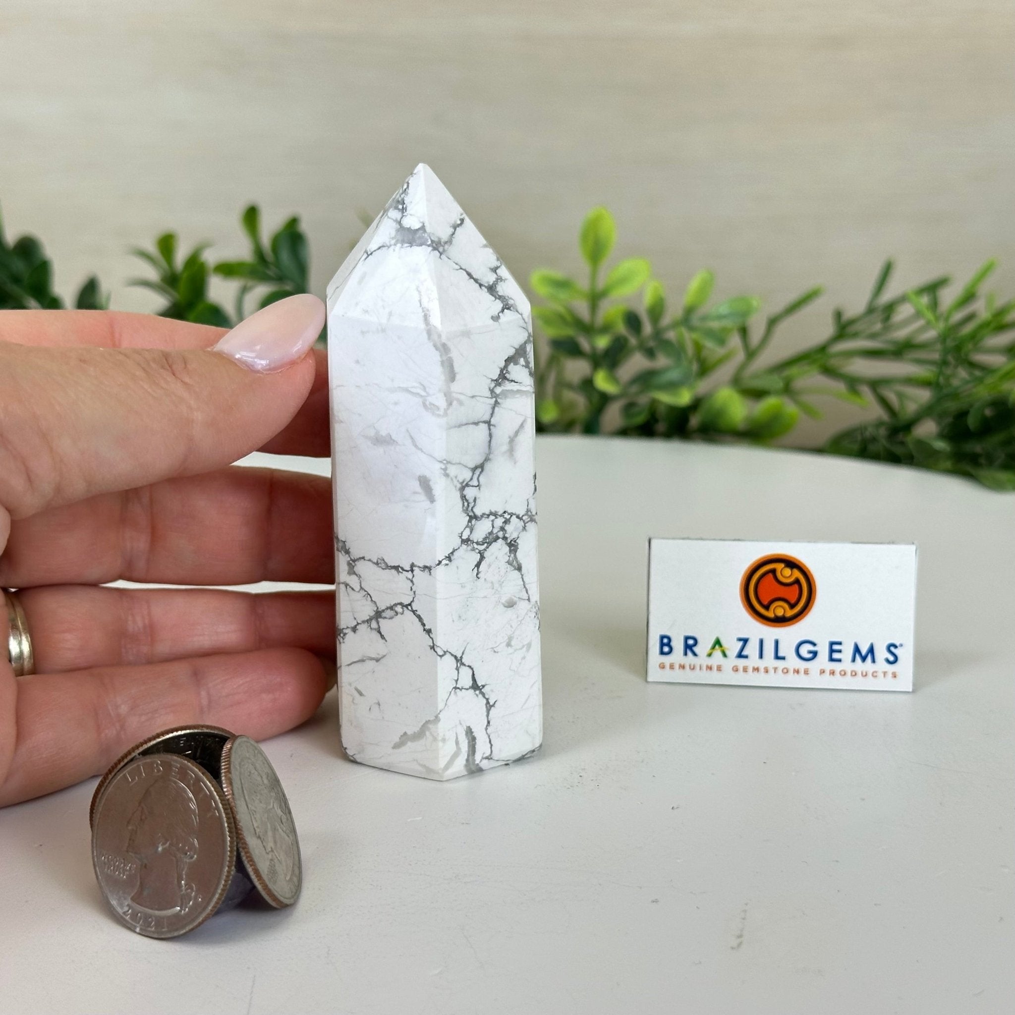 Polished Howlite Crystal Tower 3.7" Tall #3106HW - 001 - Brazil GemsBrazil GemsPolished Howlite Crystal Tower 3.7" Tall #3106HW - 001Crystal Points3106HW - 001