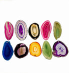 Polished Natural and Dyed Agate Slices, mixed colors, w/ top drilled pendant hole, 1.5" to 3", 10 slices #5053COHL - Brazil GemsBrazil GemsPolished Natural and Dyed Agate Slices, mixed colors, w/ top drilled pendant hole, 1.5" to 3", 10 slices #5053COHLSlices for Crafts5053COHL