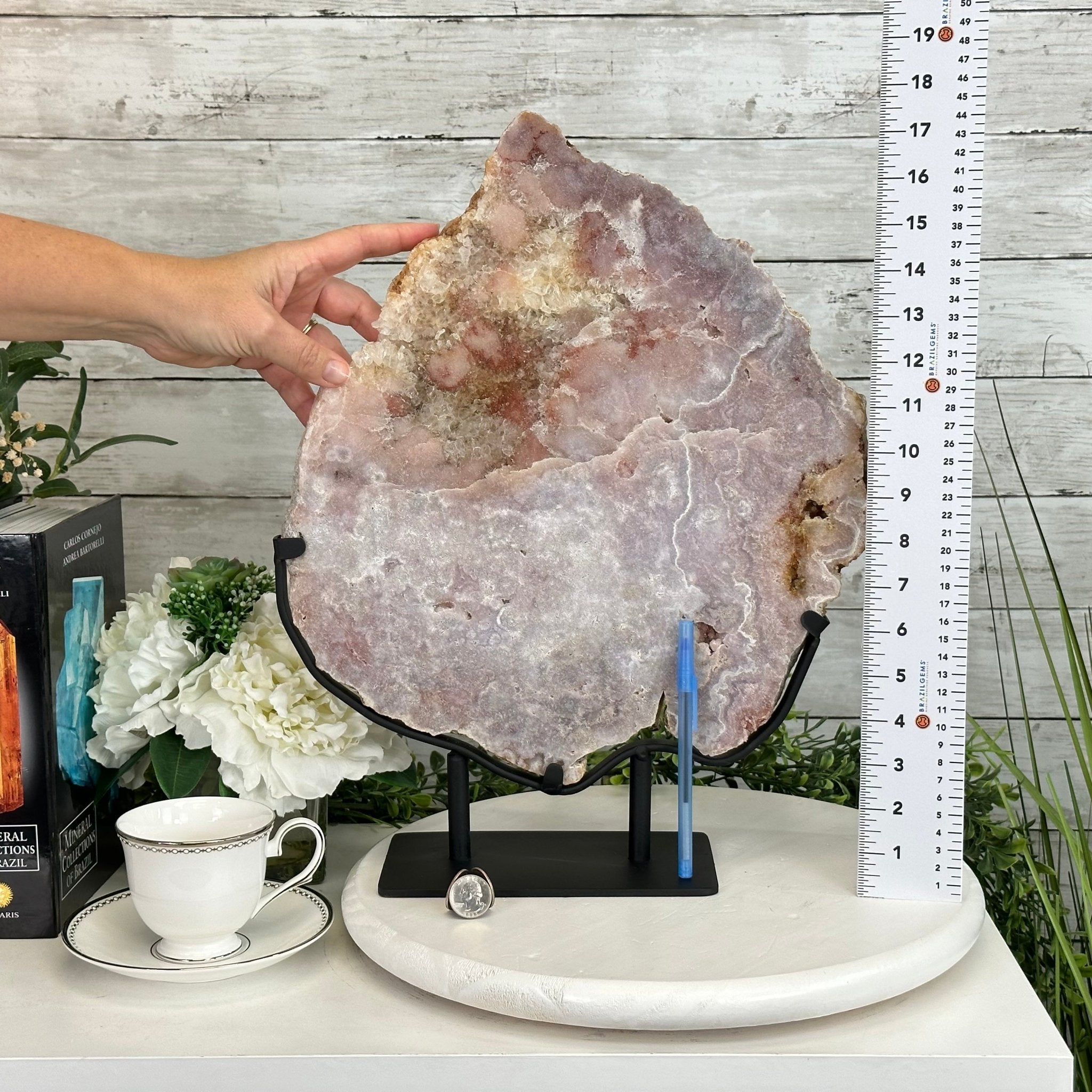 Polished Pink Amethyst Slice on a Stand, 11.8 lbs, 17.5" Tall #5743-0011 by Brazil Gems - Brazil GemsBrazil GemsPolished Pink Amethyst Slice on a Stand, 11.8 lbs, 17.5" Tall #5743-0011 by Brazil GemsSlices on Fixed Bases5743-0011