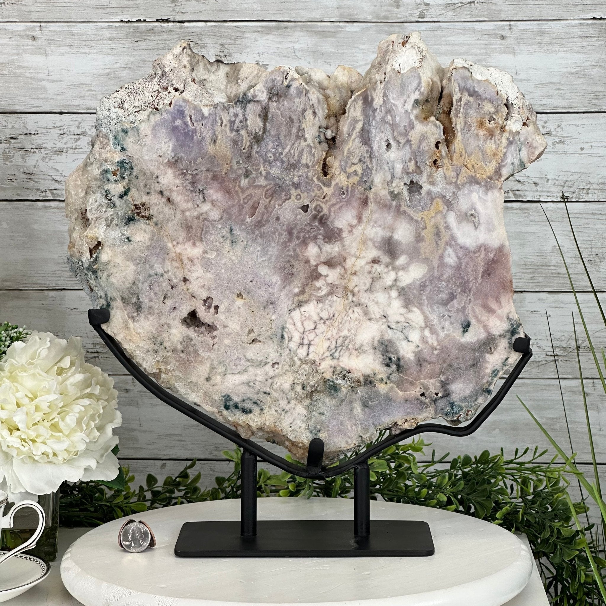 Polished Pink Amethyst Slice on a Stand, 16.8 lbs, 16.2" Tall #5743-0015 by Brazil Gems - Brazil GemsBrazil GemsPolished Pink Amethyst Slice on a Stand, 16.8 lbs, 16.2" Tall #5743-0015 by Brazil GemsSlices on Fixed Bases5743-0015