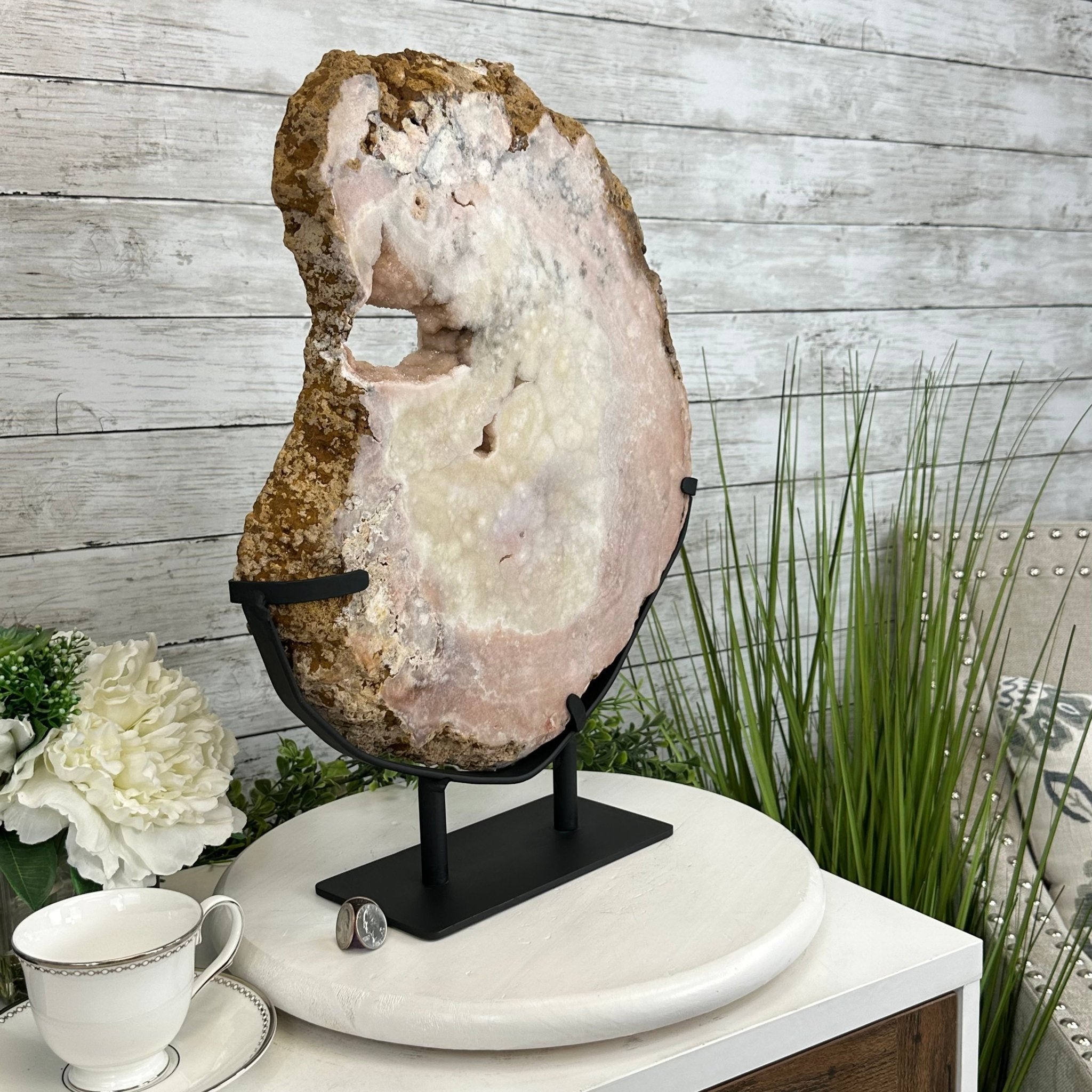 Polished Pink Amethyst Slice on a Stand, 20.1 lbs, 19" Tall #5743-0017 by Brazil Gems - Brazil GemsBrazil GemsPolished Pink Amethyst Slice on a Stand, 20.1 lbs, 19" Tall #5743-0017 by Brazil GemsSlices on Fixed Bases5743-0017