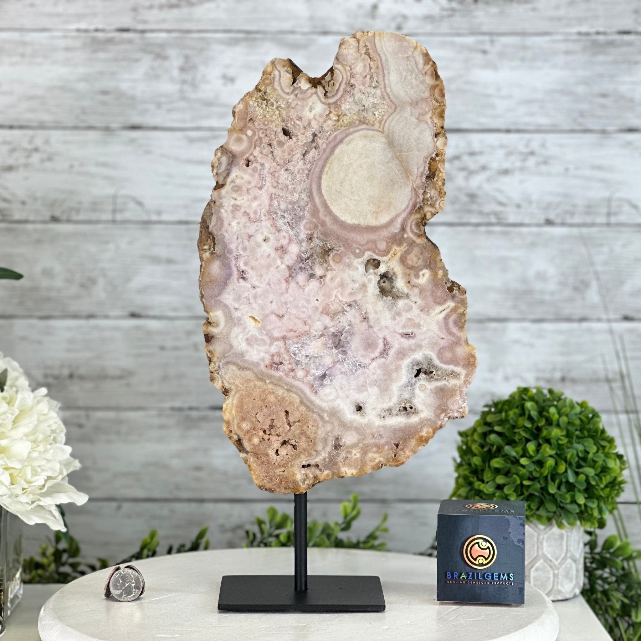 Polished Pink Amethyst Slice on a Stand, 7 lbs & 16.4" Tall #5743-0030 - Brazil GemsBrazil GemsPolished Pink Amethyst Slice on a Stand, 7 lbs & 16.4" Tall #5743-0030Slices on Fixed Bases5743-0030